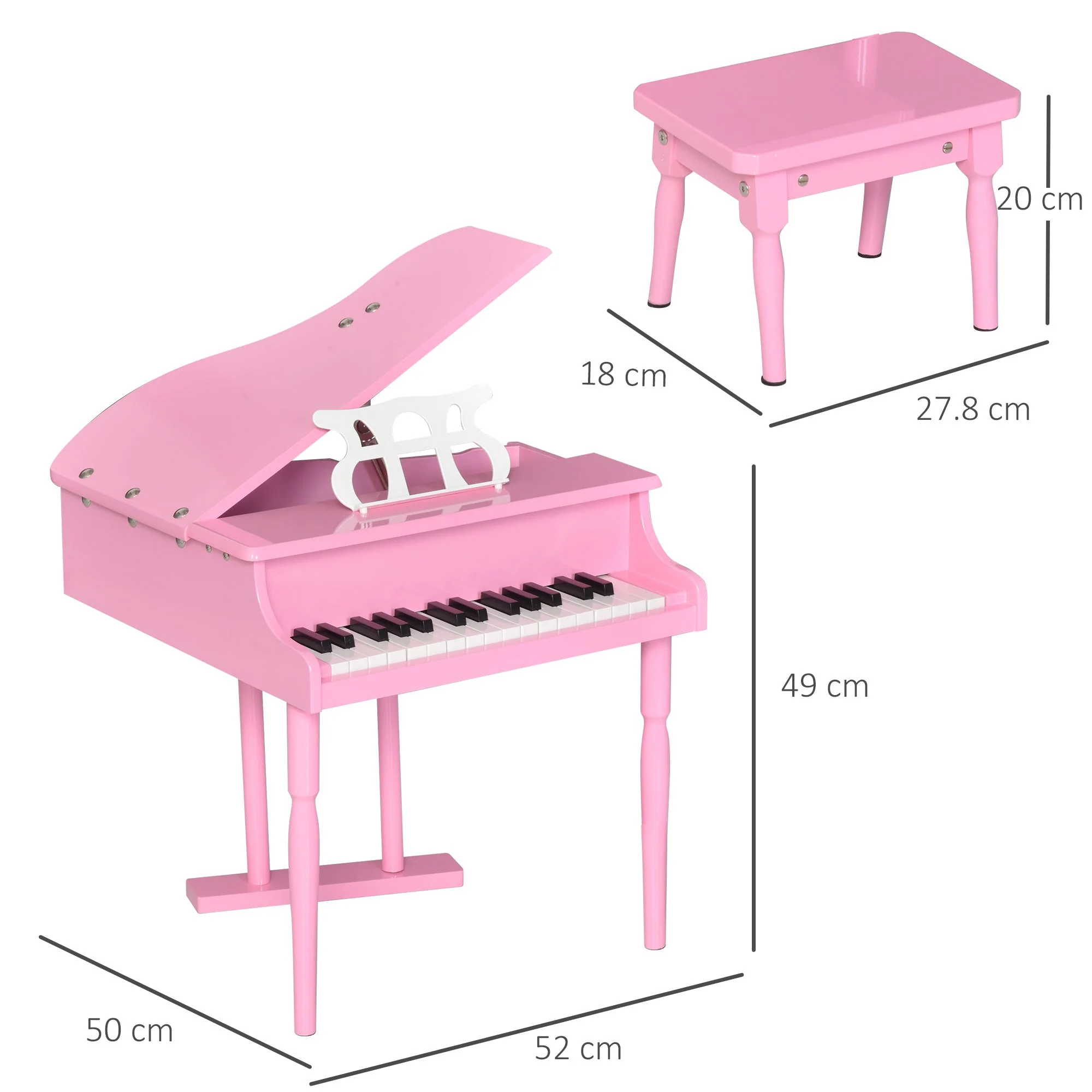 Homcom 30 Keys Mini Kids Piano For Child With Music Stand And Bench Best Gifts Toy - Image 3