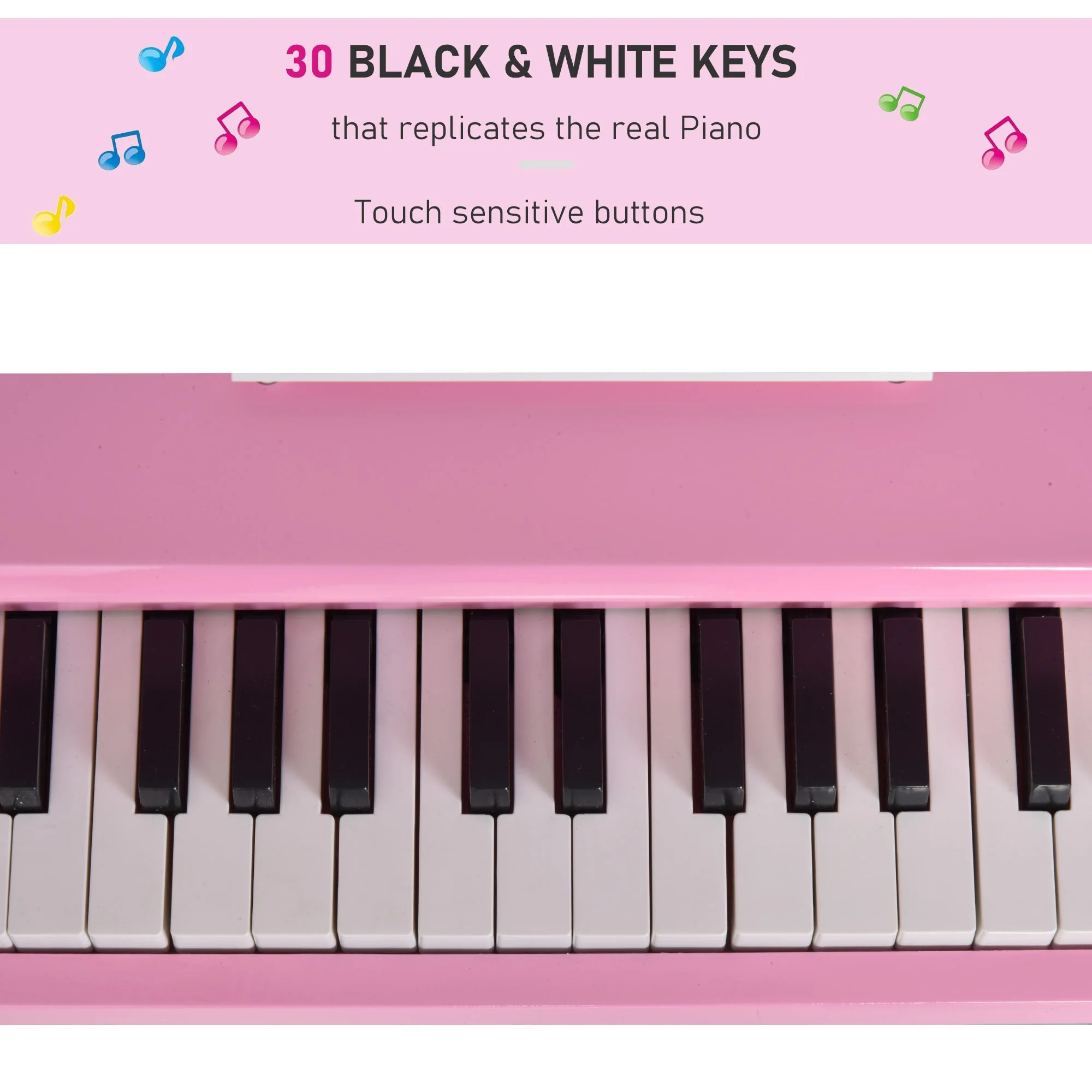 Homcom 30 Keys Mini Kids Piano For Child With Music Stand And Bench Best Gifts Toy - Image 5