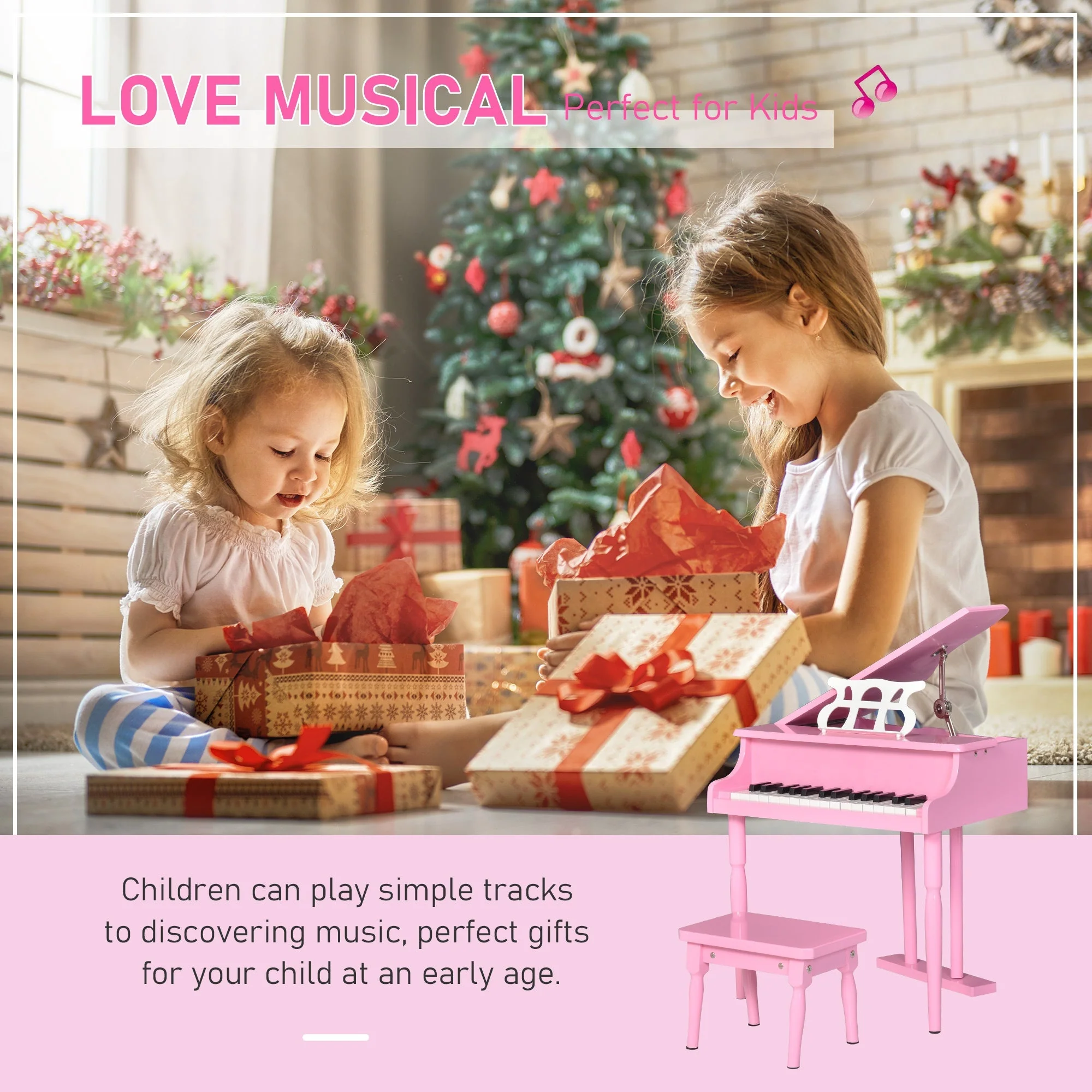 Homcom 30 Keys Mini Kids Piano For Child With Music Stand And Bench Best Gifts Toy - Image 6