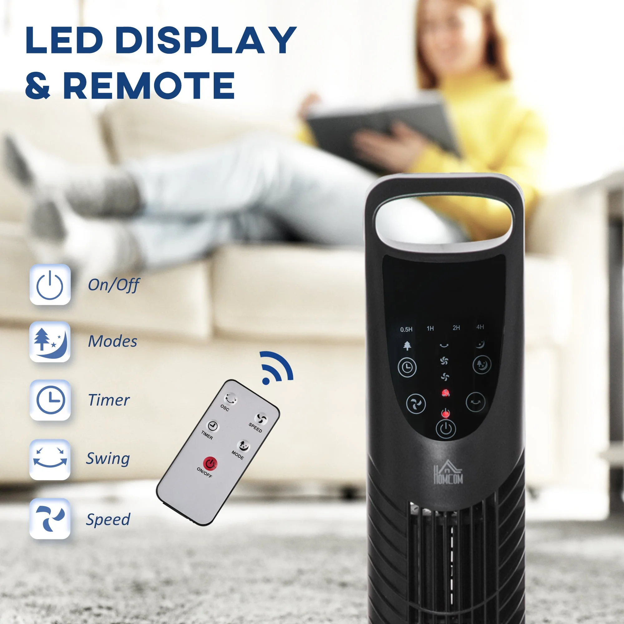 Homcom 36'' Freestanding Tower Fan - Image 4