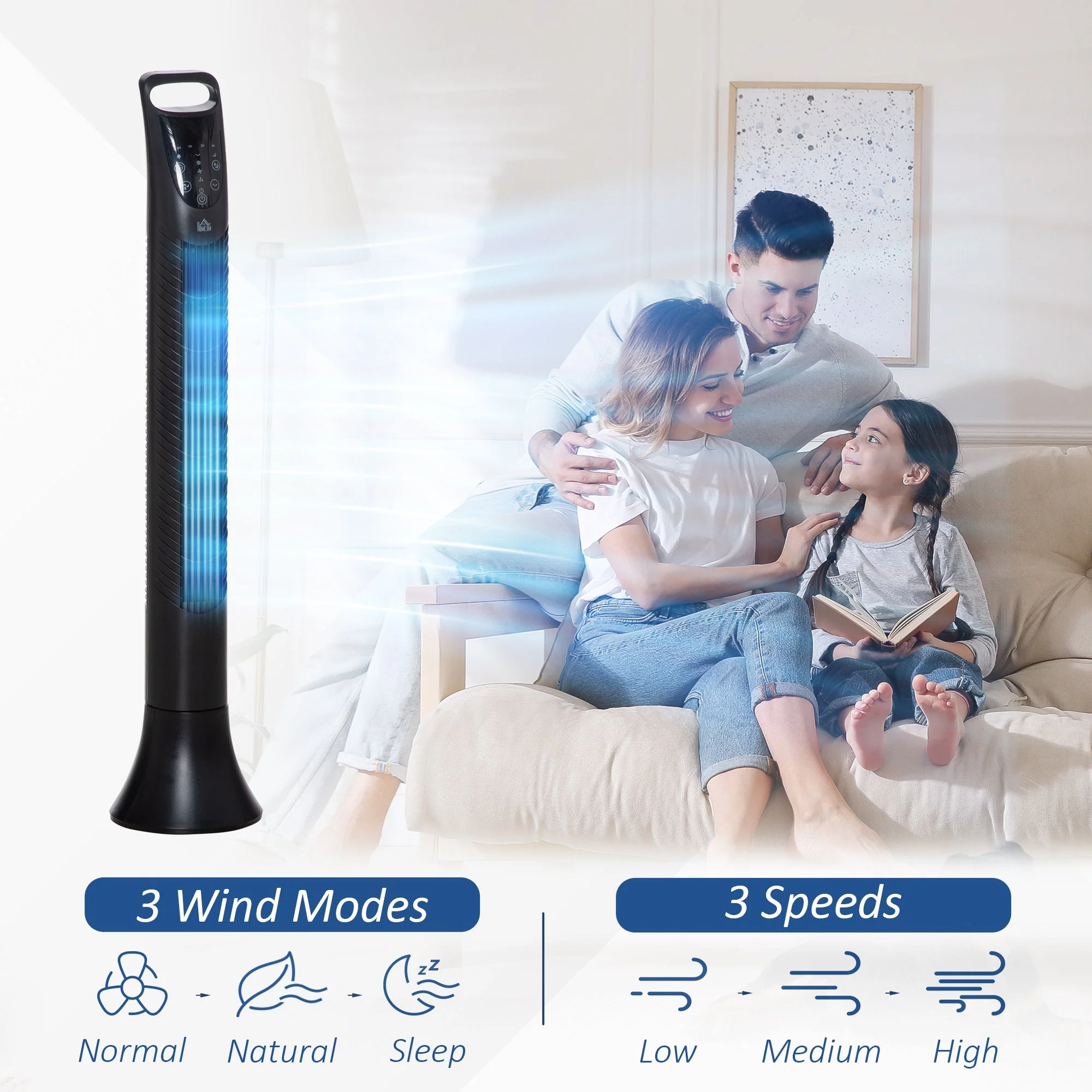 Homcom 36'' Freestanding Tower Fan - Image 5