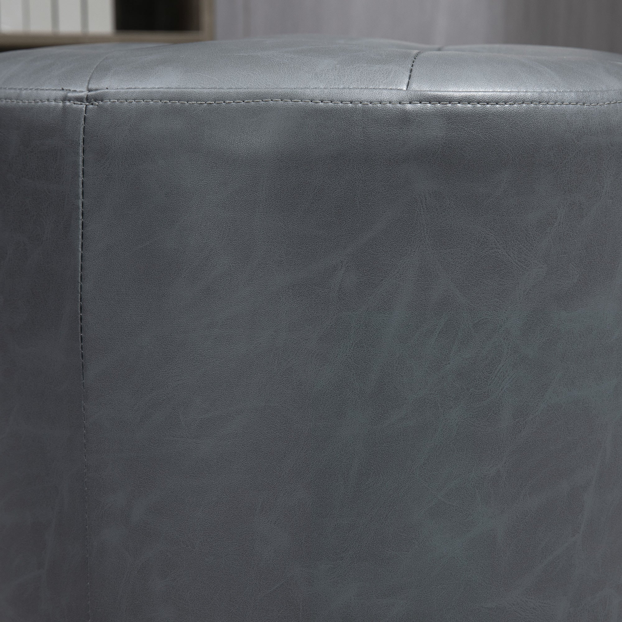 Homcom 360 Swivel Foot Stool Round PU Ottoman with Thick Sponge Padding and Solid Steel Base - Image 9