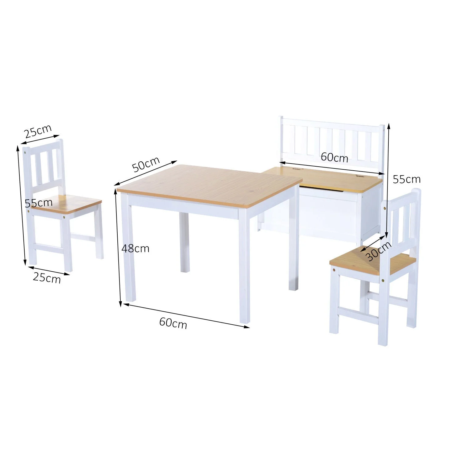 Homcom 4-Piece Kids Table And Chair Set With 2 Wooden Chairs - Image 3