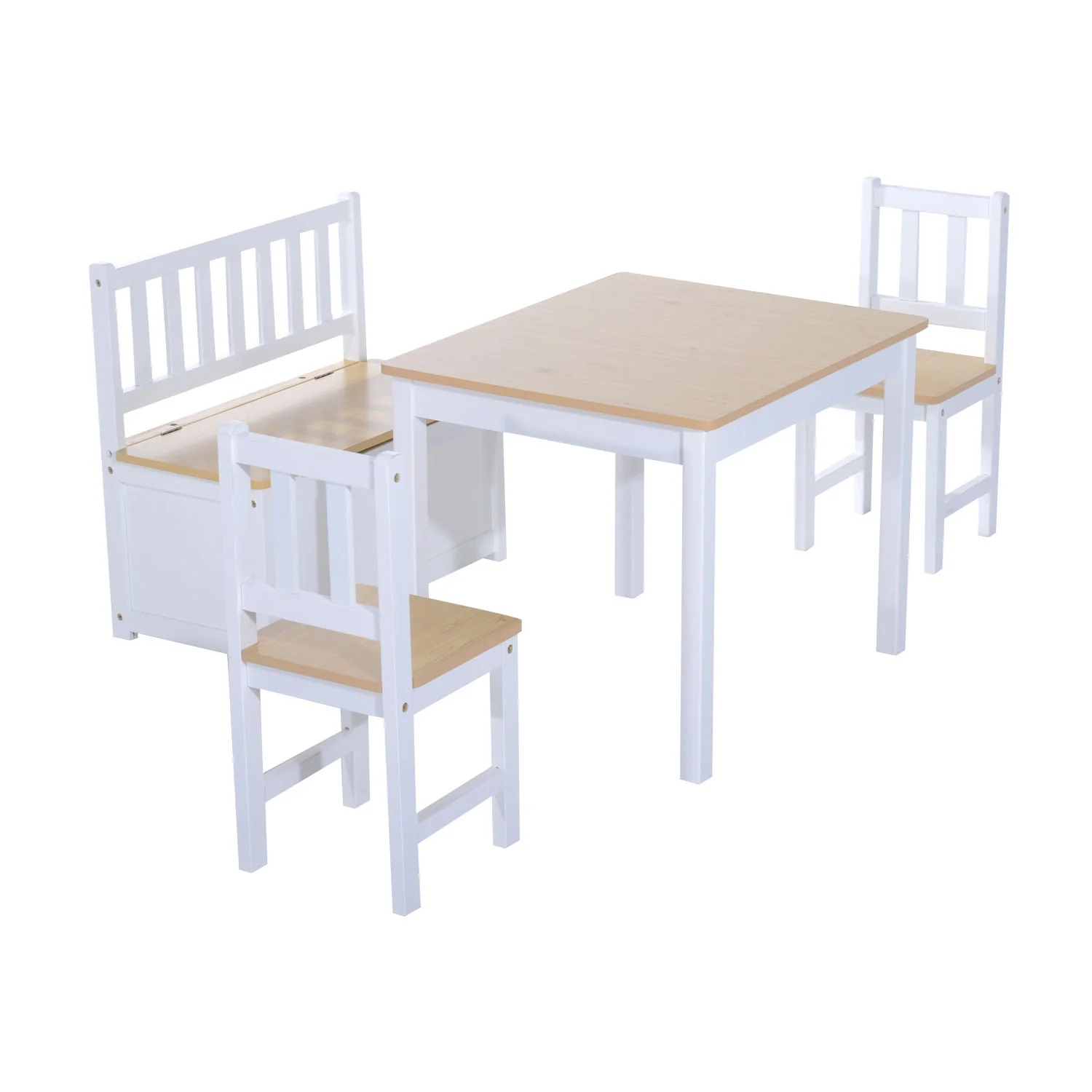 Homcom 4-Piece Kids Table And Chair Set With 2 Wooden Chairs - Image 9