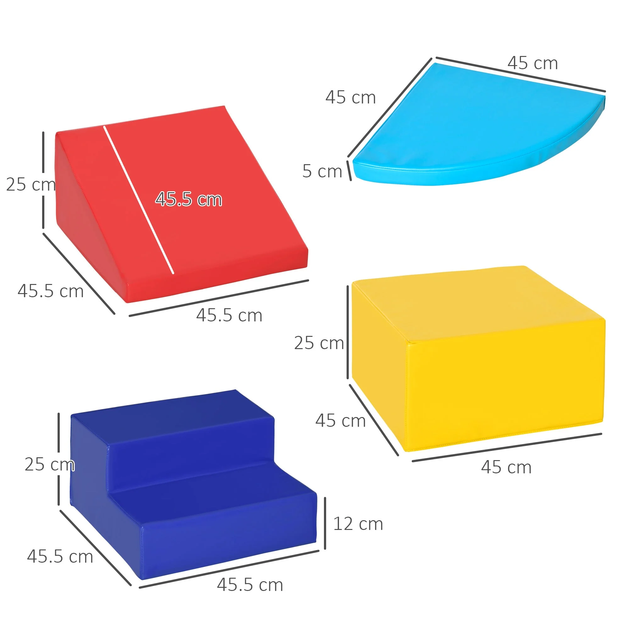 Homcom 4-piece Soft Play Set Climb and Crawl Foam Toddler Stairs and Ramp for Baby - Image 2