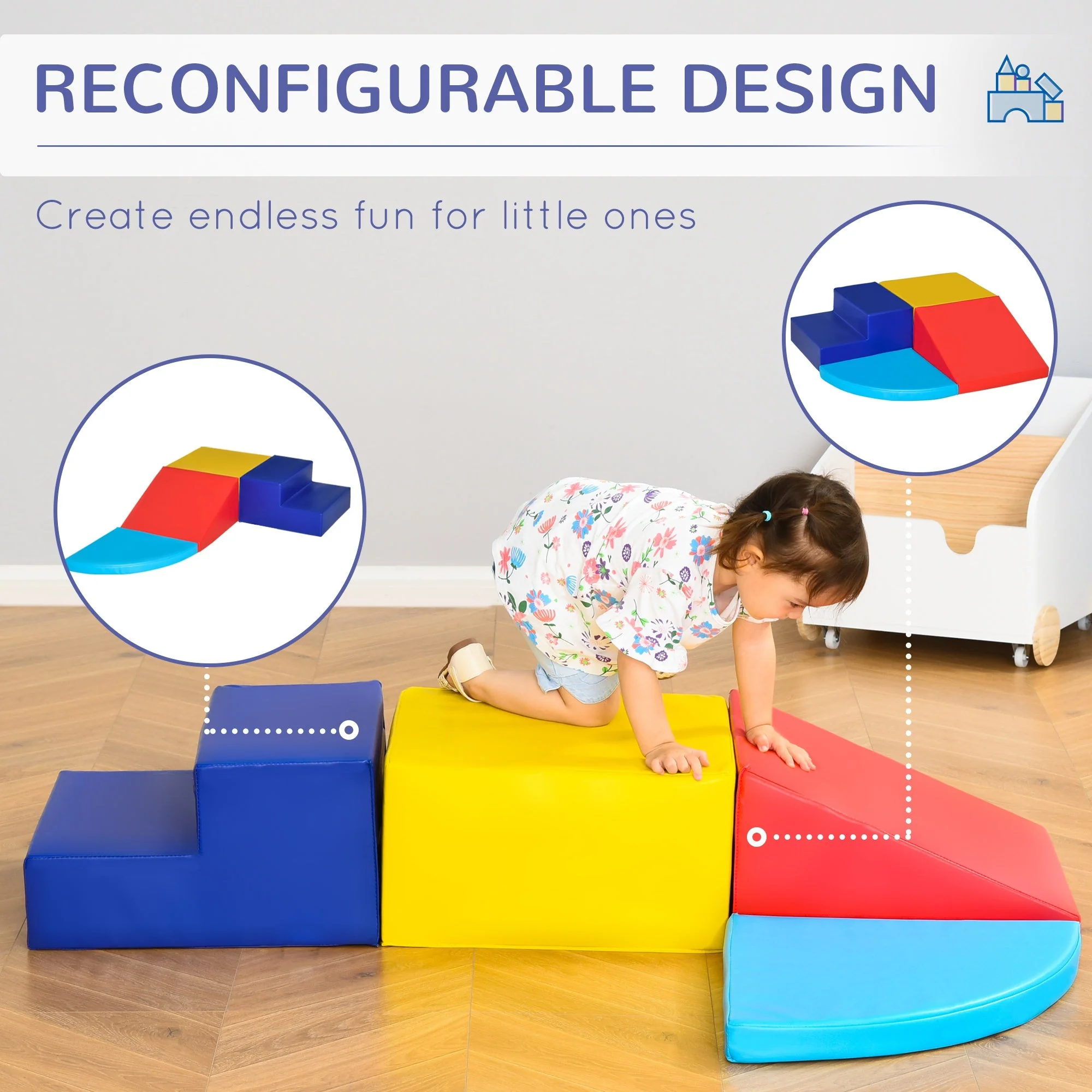 Homcom 4-piece Soft Play Set Climb and Crawl Foam Toddler Stairs and Ramp for Baby - Image 5