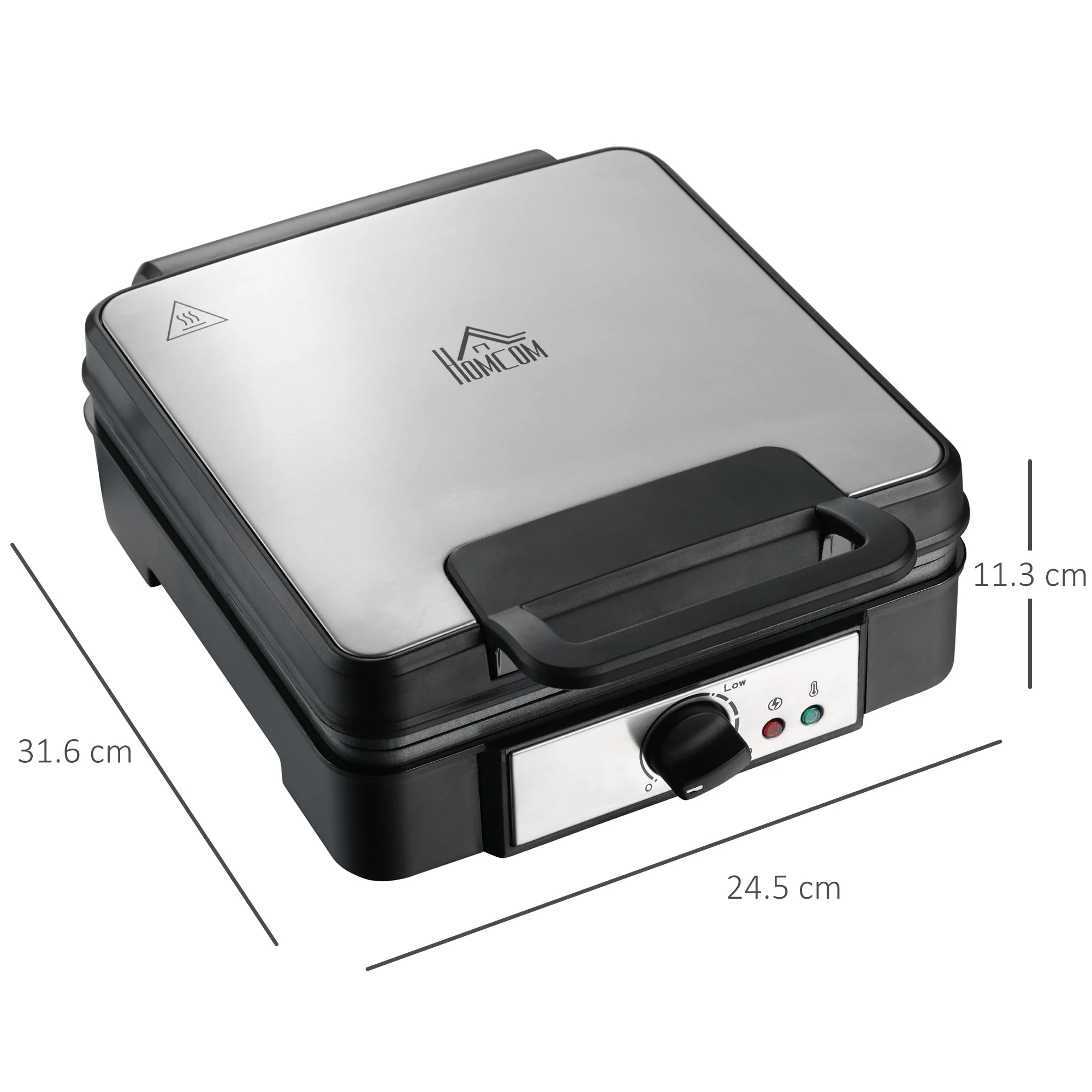 Homcom 4 Slice Waffle Maker Iron Machine with Deep Cooking Plate - Image 3