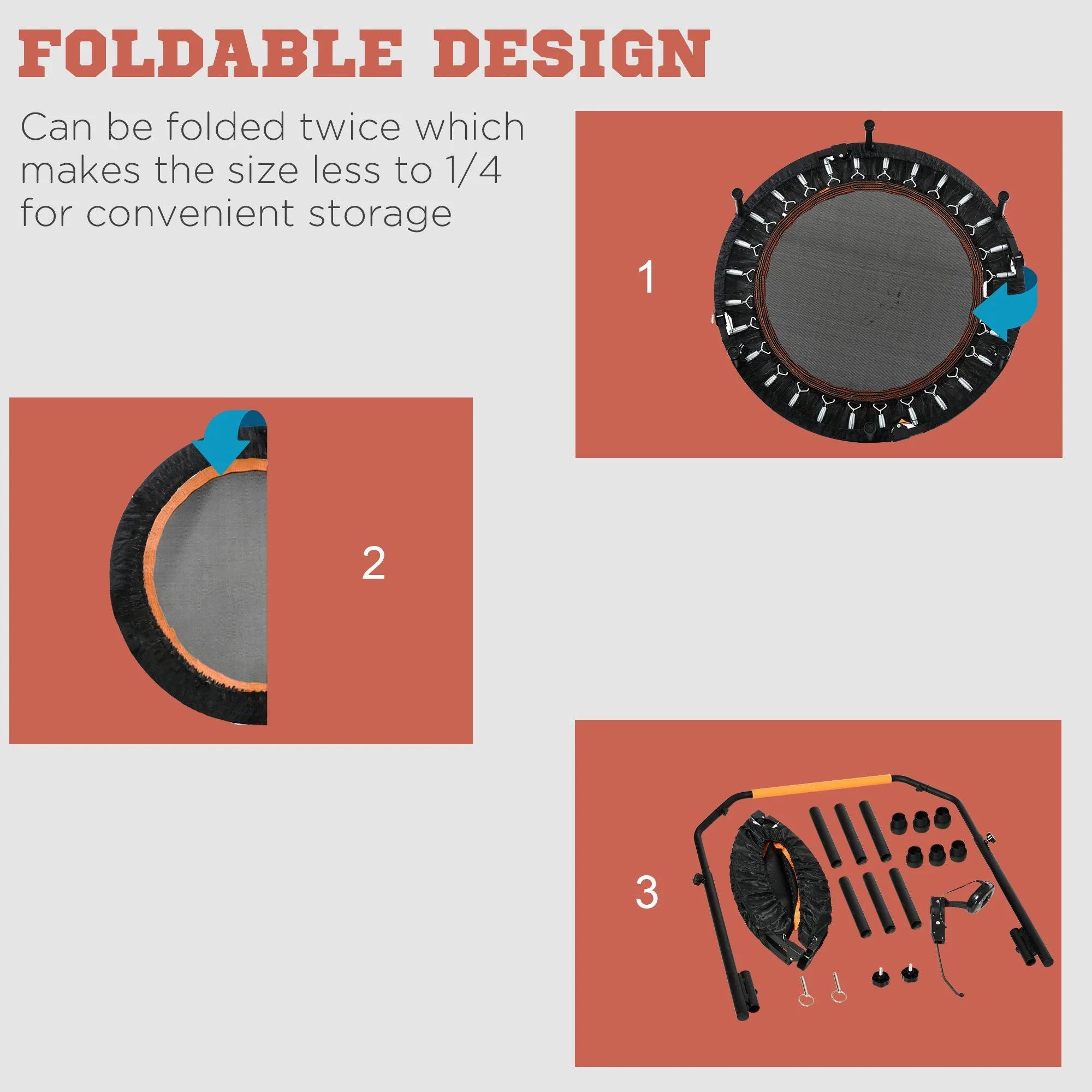 Homcom 40'' Foldable Mini Trampoline - Image 5