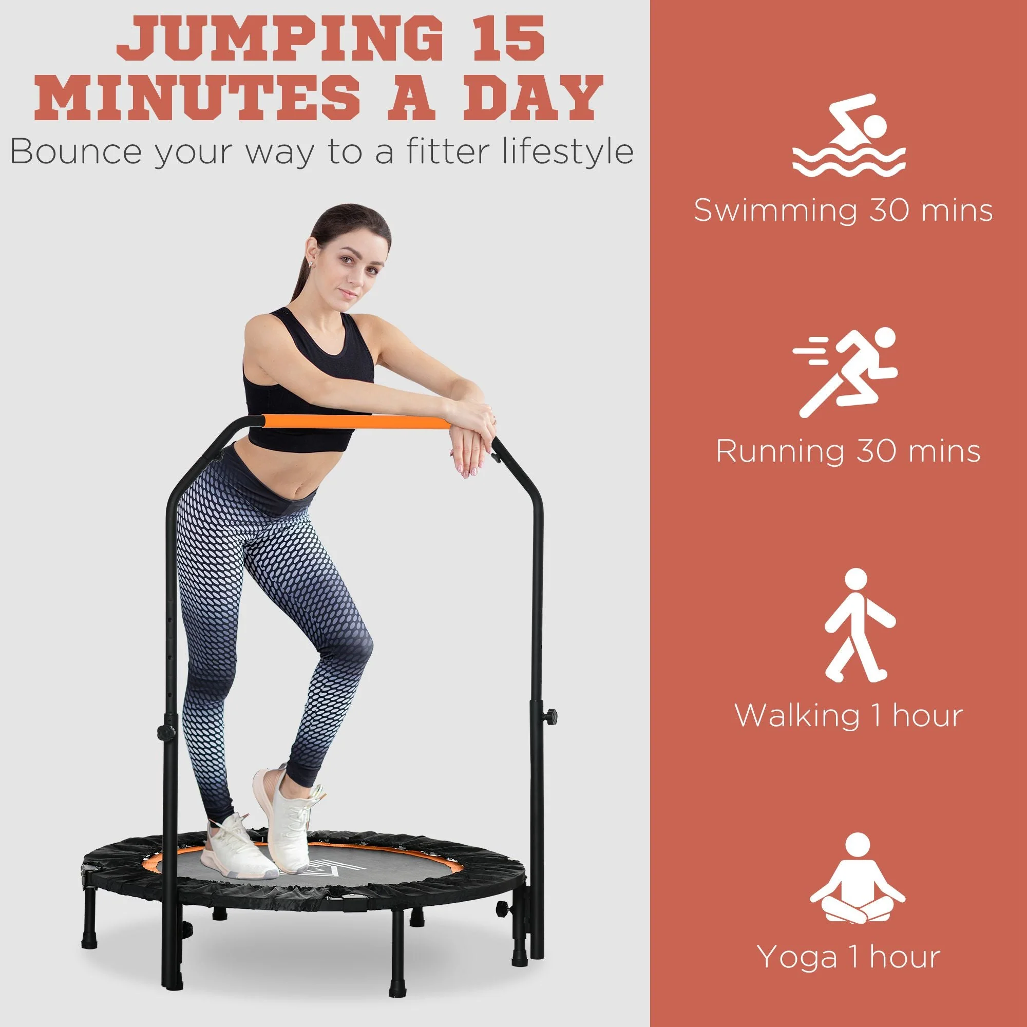 Homcom 40'' Foldable Mini Trampoline - Image 7