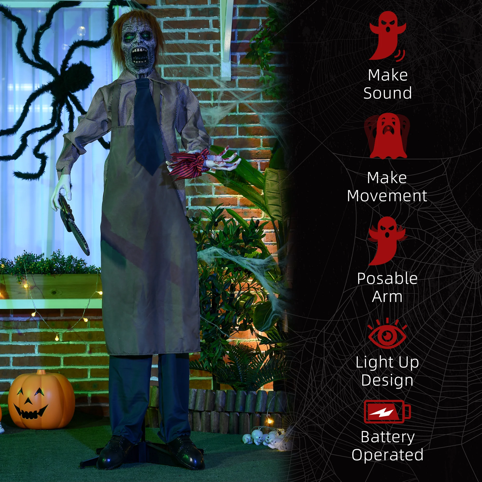 Animated Chainsaw Killer Halloween Decoration - 170cm - Image 6