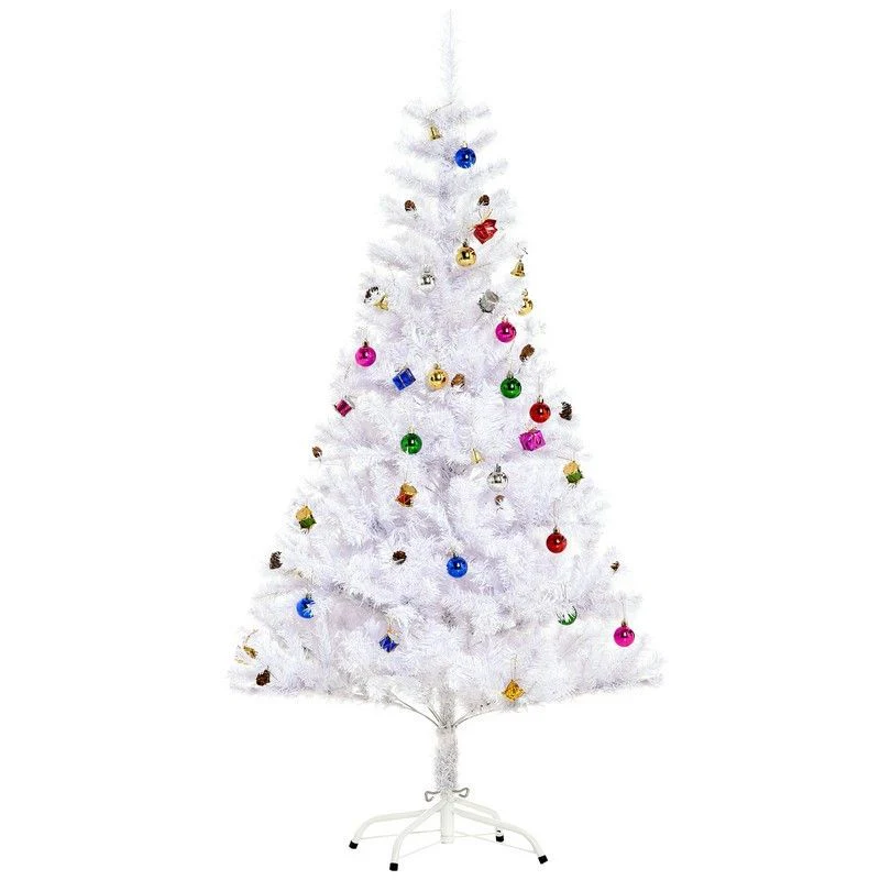 Homcom 5FT Artificial Christmas Tree with Metal Stand Decorations Home Seasonal Elegant Faux White - Image 2