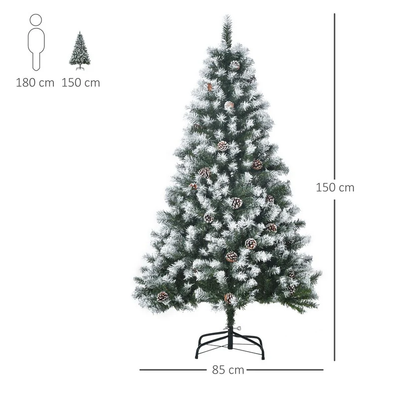 Homcom 5FT Artificial Christmas Tree with Pine Cones - Image 2