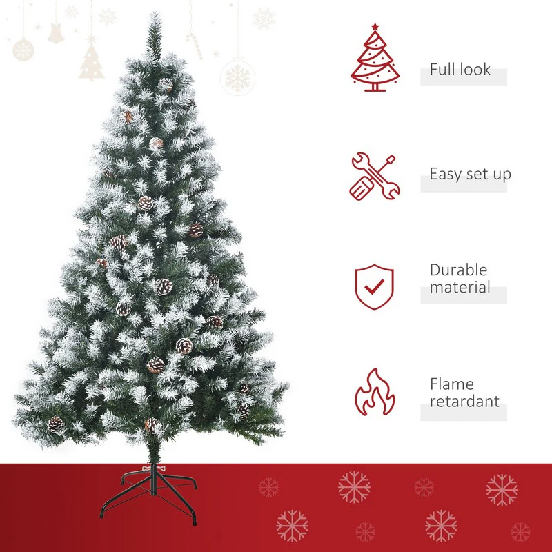 Homcom 5FT Artificial Christmas Tree with Pine Cones - Image 4