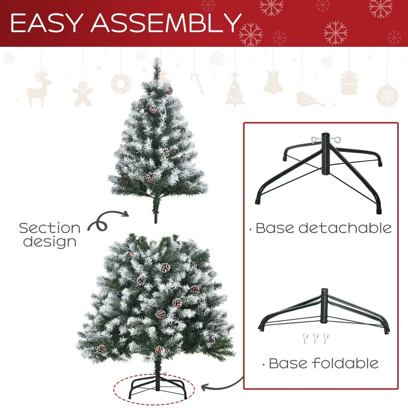 Homcom 5FT Artificial Christmas Tree with Pine Cones - Image 6