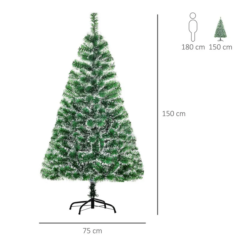 Homcom 5FT Indoor Christmas Tree Artificial Decoration Xmas Gift with Metal Stand Branch Tips - Image 3