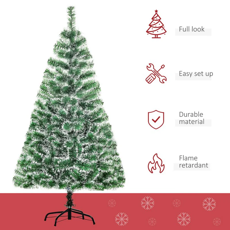 Homcom 5FT Indoor Christmas Tree Artificial Decoration Xmas Gift with Metal Stand Branch Tips - Image 4