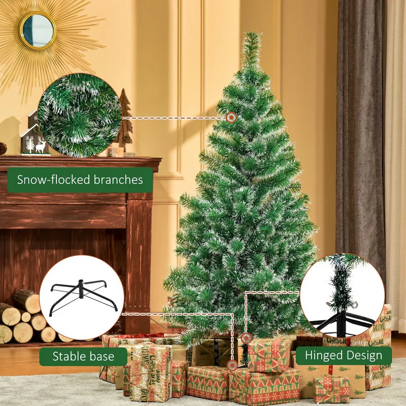 Homcom 5FT Indoor Christmas Tree Artificial Decoration Xmas Gift with Metal Stand Branch Tips - Image 7
