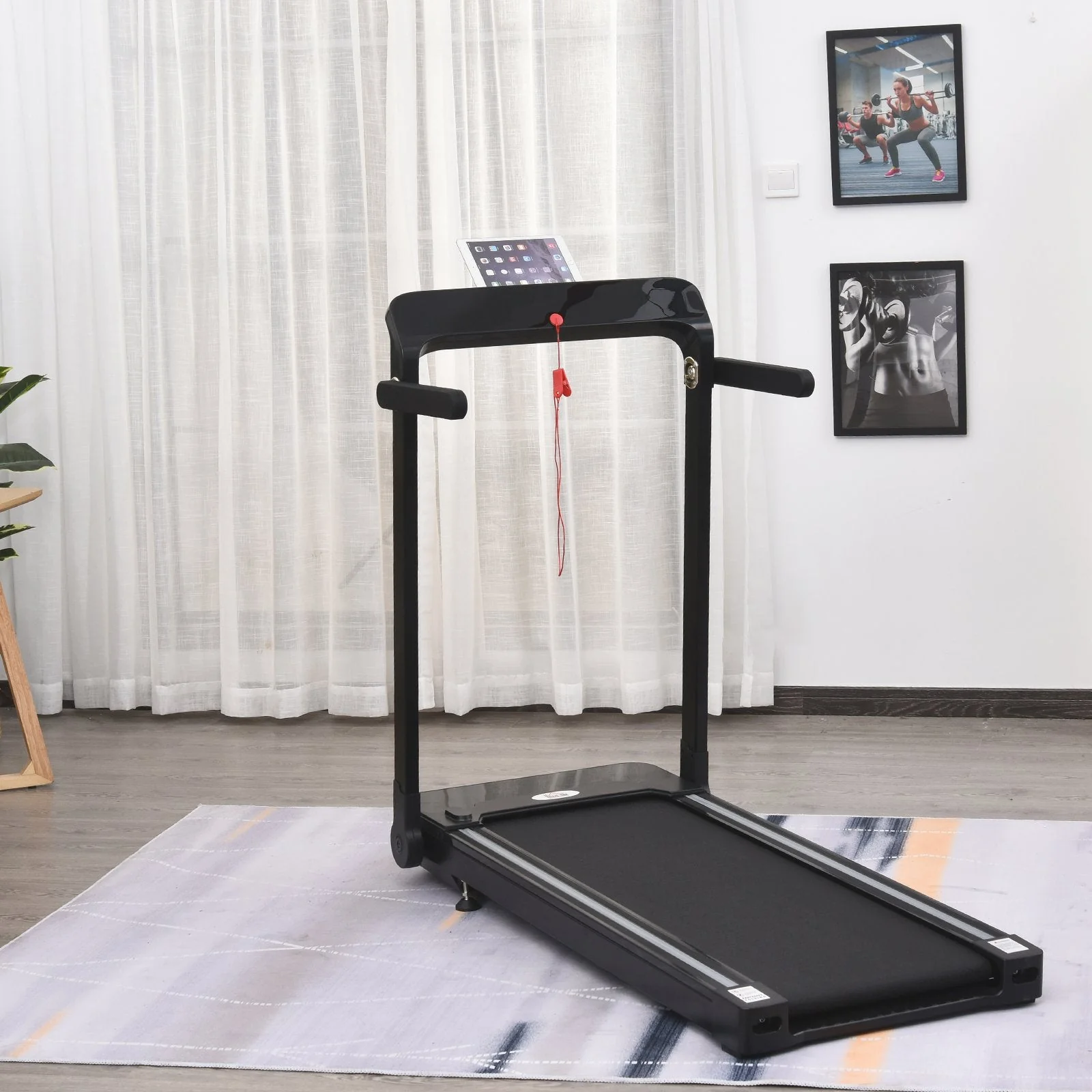 Homcom 600W Foldable Steel Motorised Treadmill Running Machine W/Safety Button - Image 2