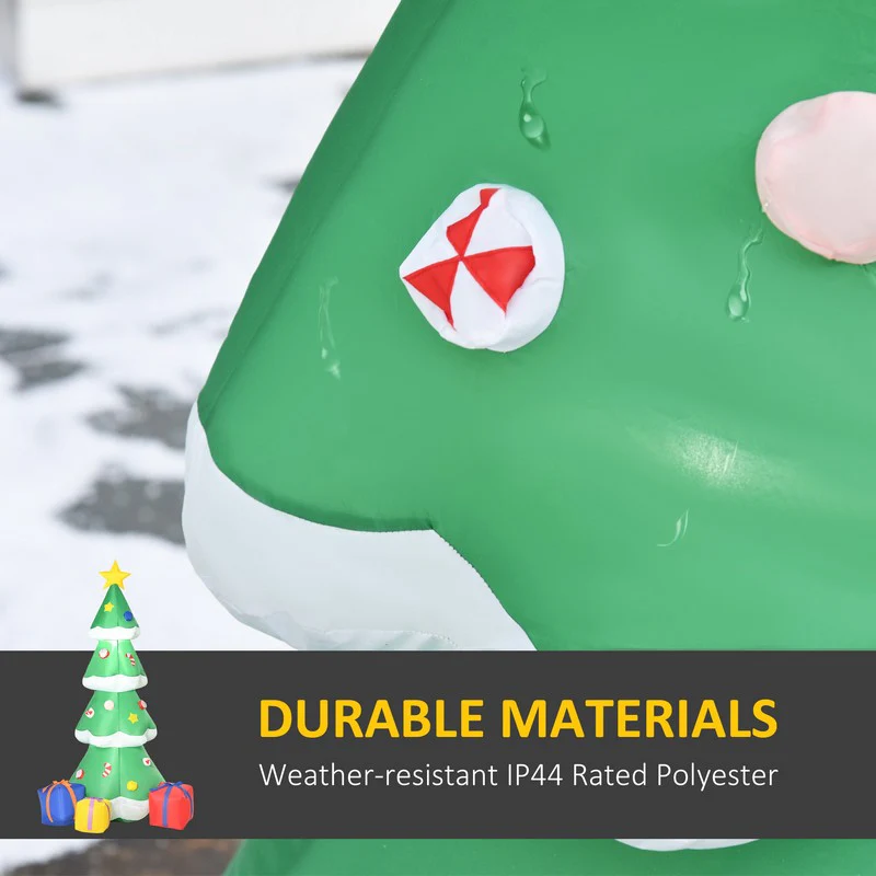 Homcom 6ft Tall Inflatable Christmas Tree with Star and Multicolour Gift Boxes Huge Lighted Outdoor Decoration with 3 Built-in LED Lights Xmas Inflatables Toy in Yard Lawn Garden - Image 5