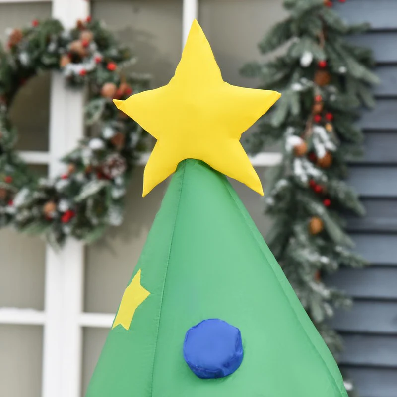 Homcom 6ft Tall Inflatable Christmas Tree with Star and Multicolour Gift Boxes Huge Lighted Outdoor Decoration with 3 Built-in LED Lights Xmas Inflatables Toy in Yard Lawn Garden - Image 9