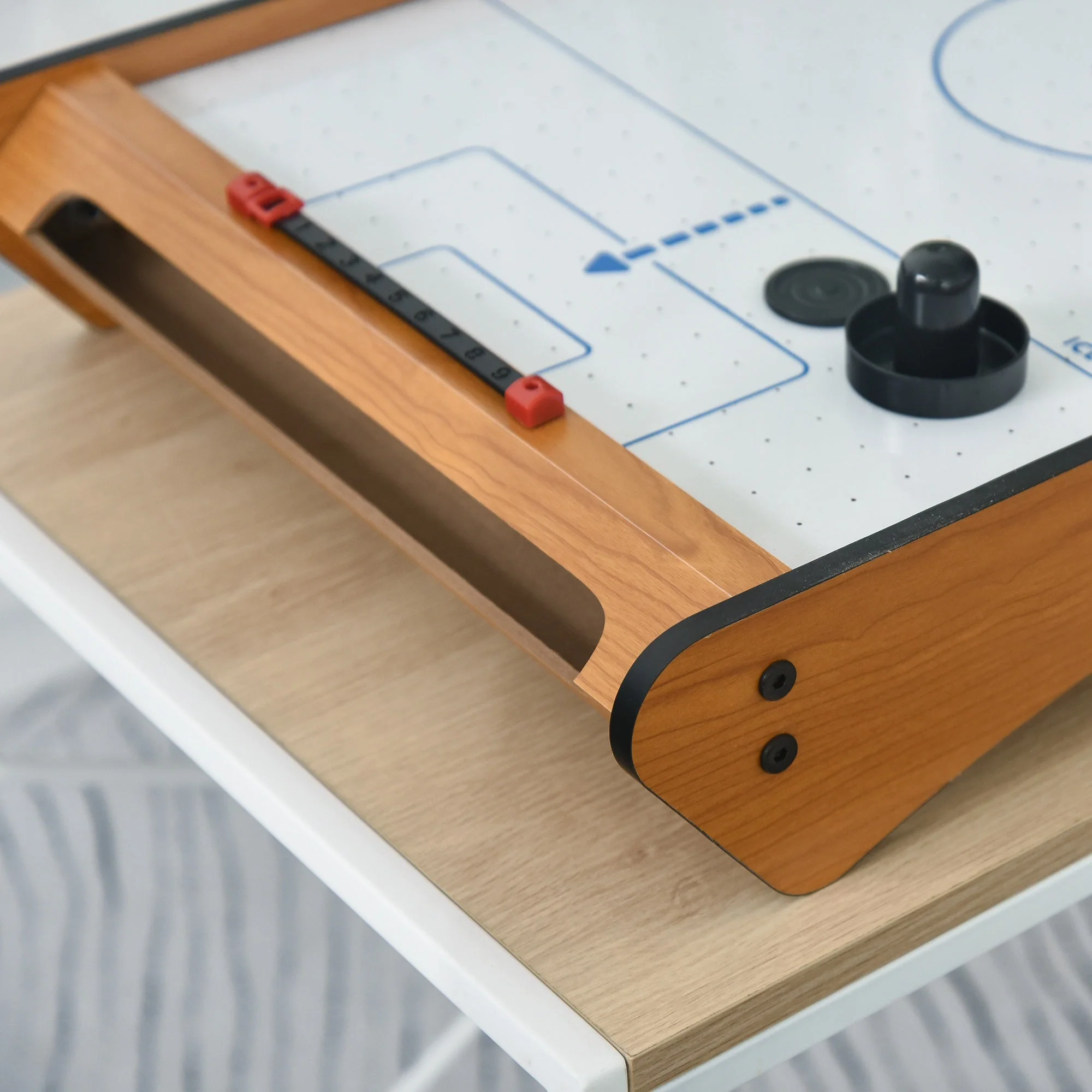 Homcom ABS Plastic Mini Air Hockey Table-Top Brown - Image 5
