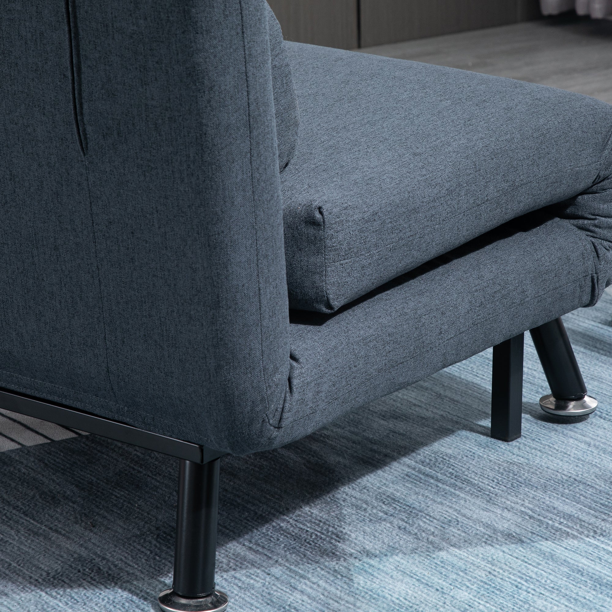 Homcom Adjustable Back Futon Sofa Chair - Dark Grey - Image 9