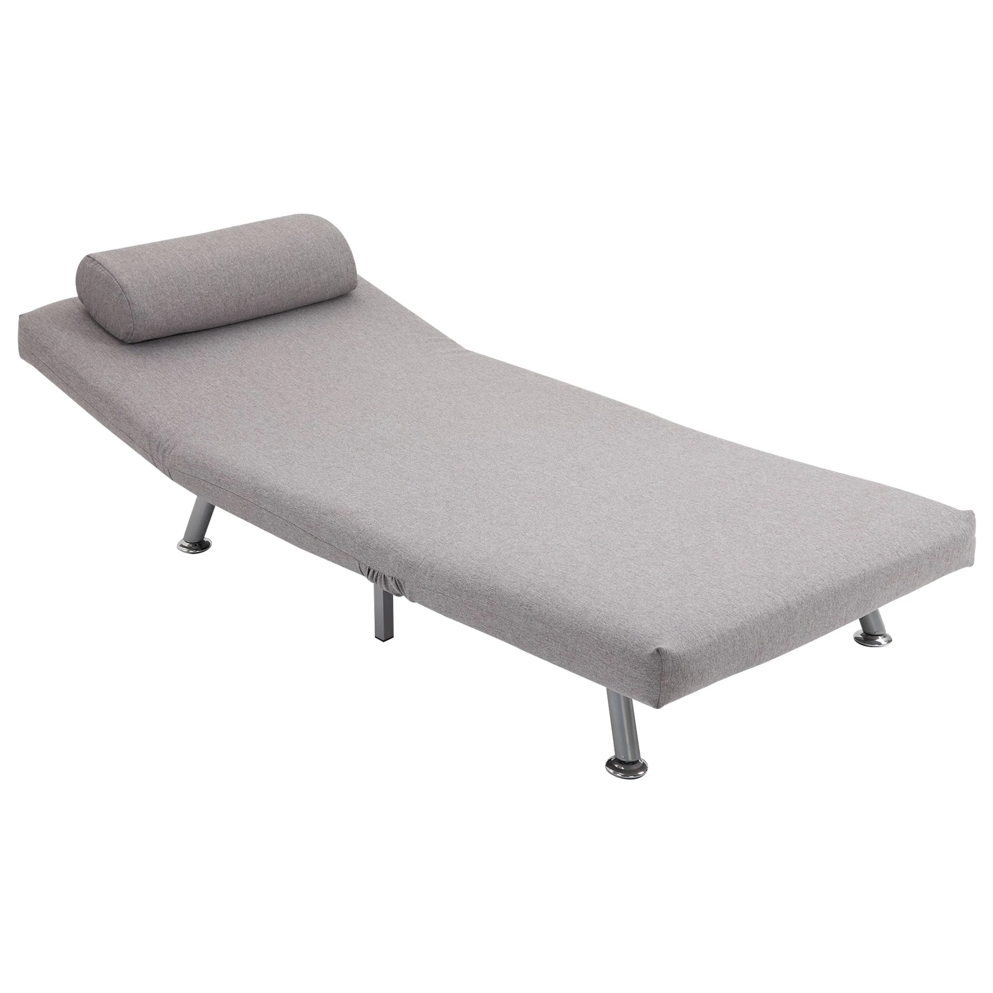 Homcom Adjustable Back Futon Sofa Chair - Grey - Image 9
