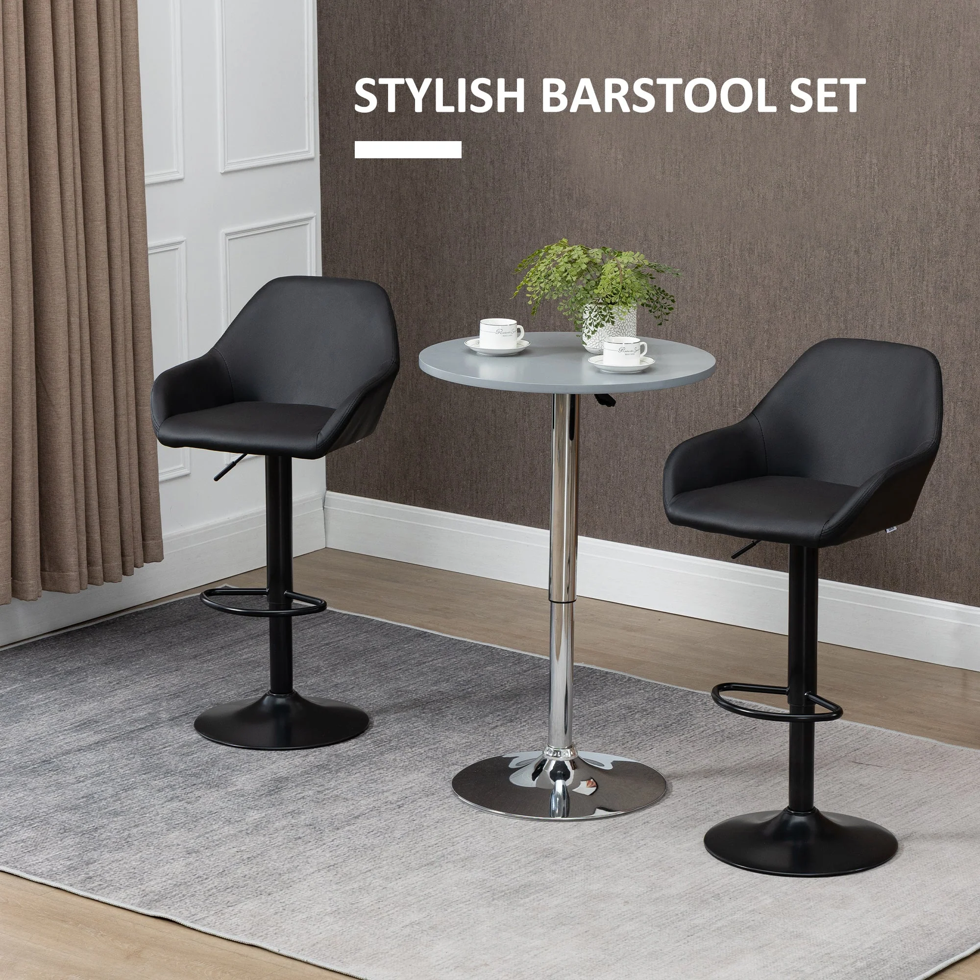 Homcom Adjustable Bar Stools Set Of 2 - Image 4
