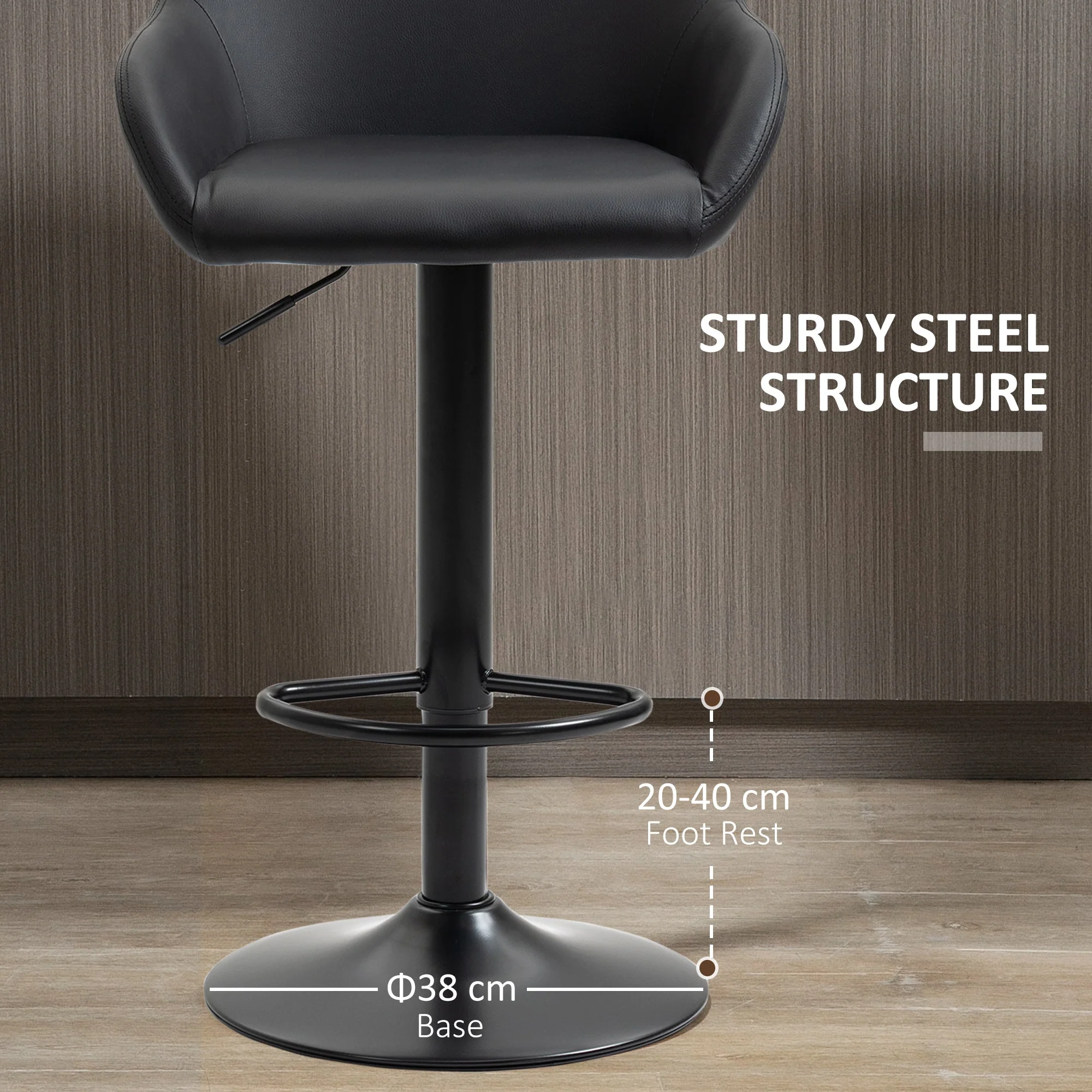 Homcom Adjustable Bar Stools Set Of 2 - Image 7