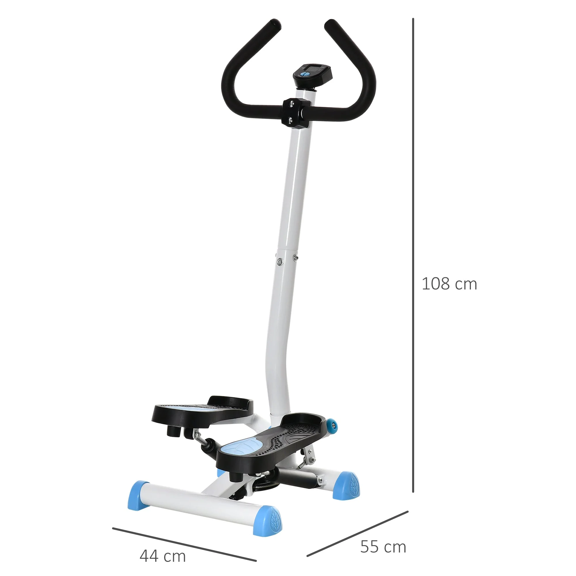 Homcom Adjustable Stepper Aerobic Ab Exercise Fitness Workout Machine with LCD Screen & Handlebars - Image 3
