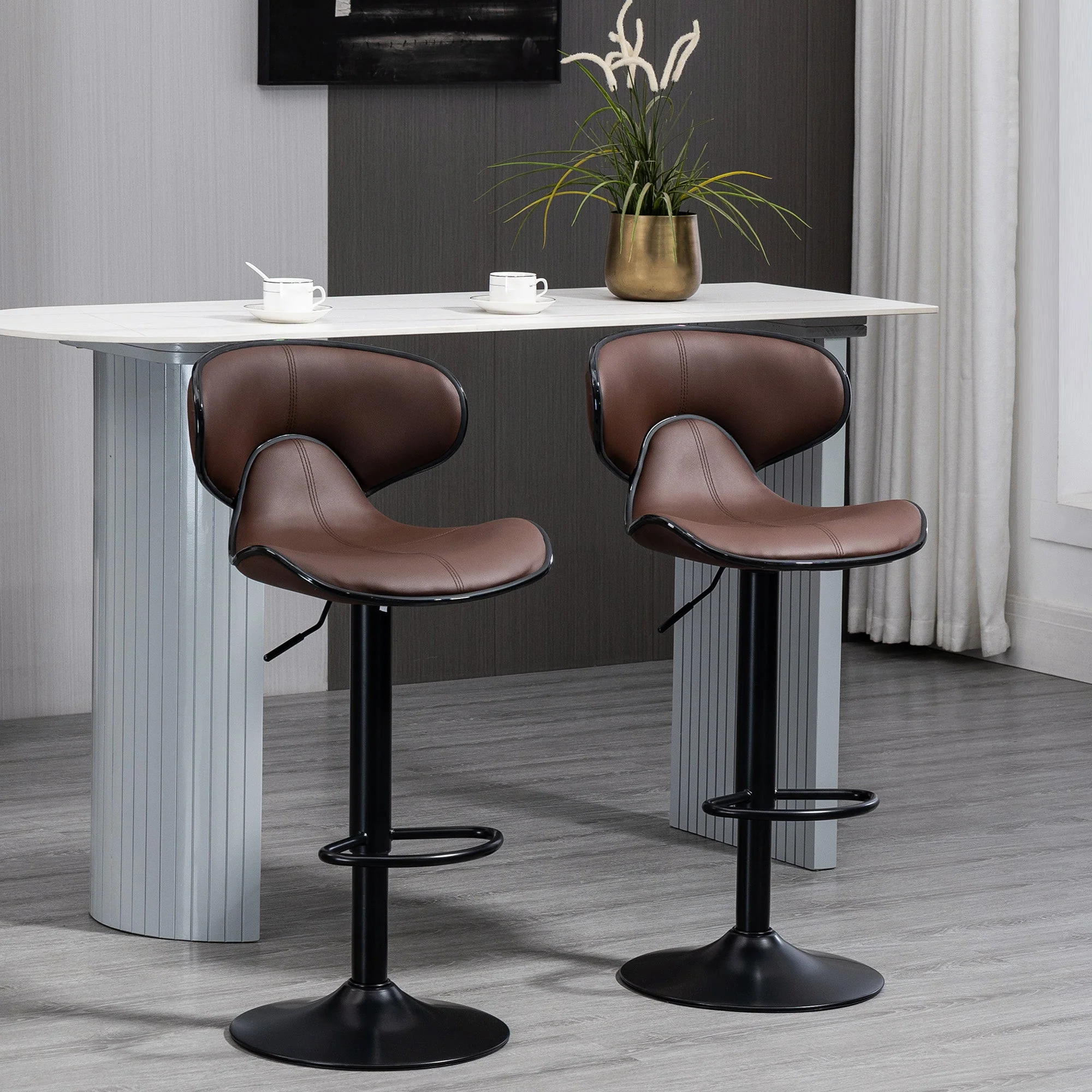 Homcom Adjustable Swivel Bar Stools Set of 2 - Image 2