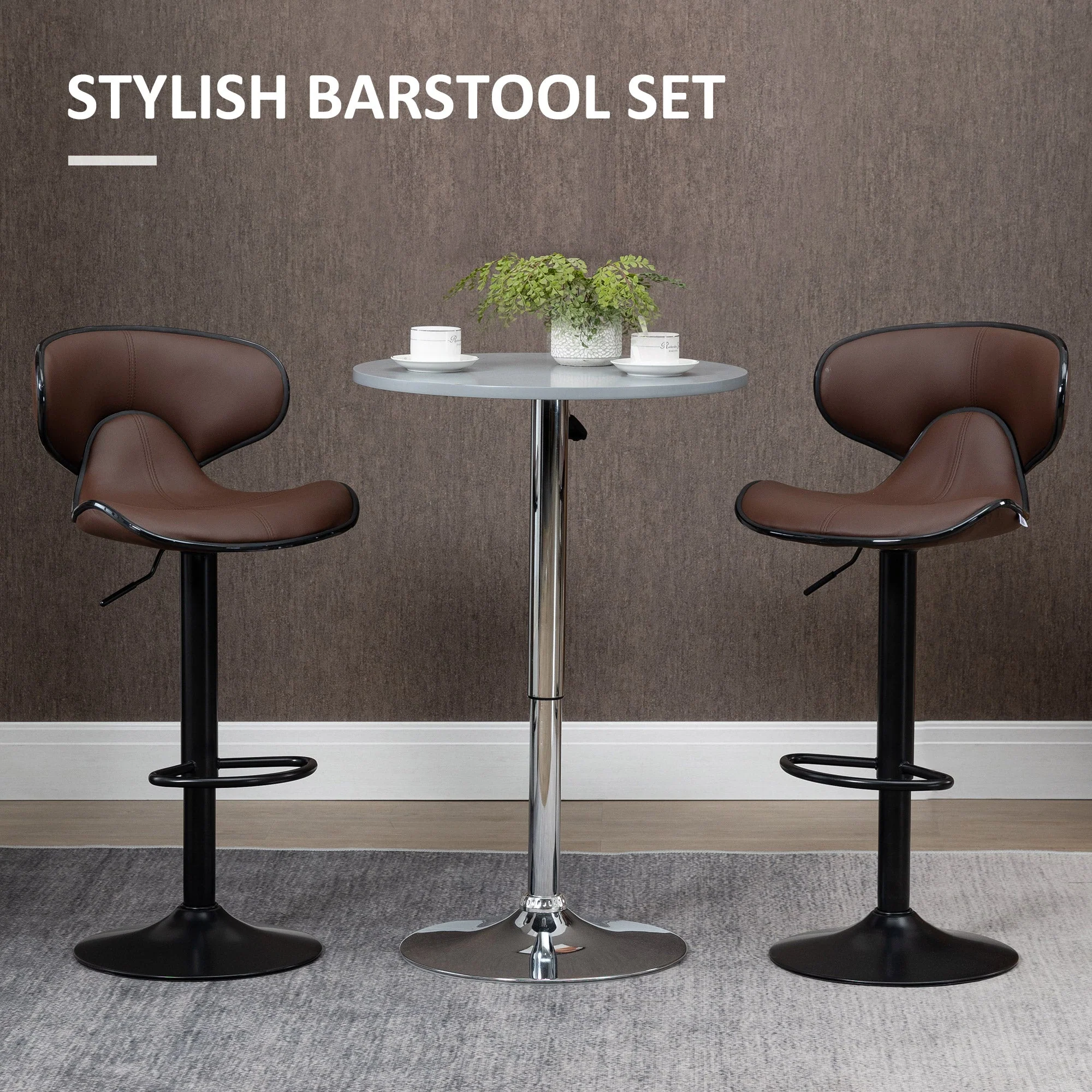 Homcom Adjustable Swivel Bar Stools Set of 2 - Image 4