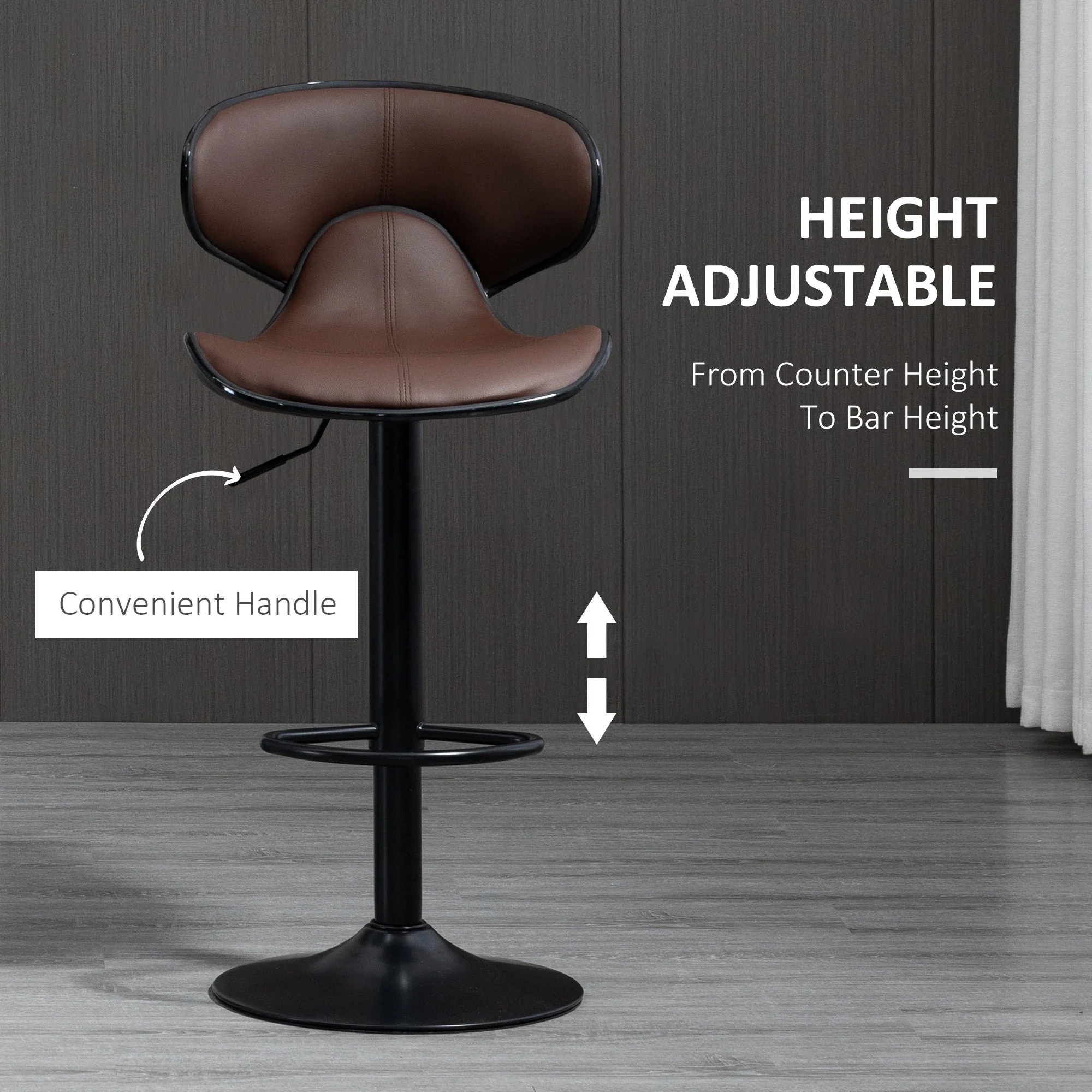 Homcom Adjustable Swivel Bar Stools Set of 2 - Image 5