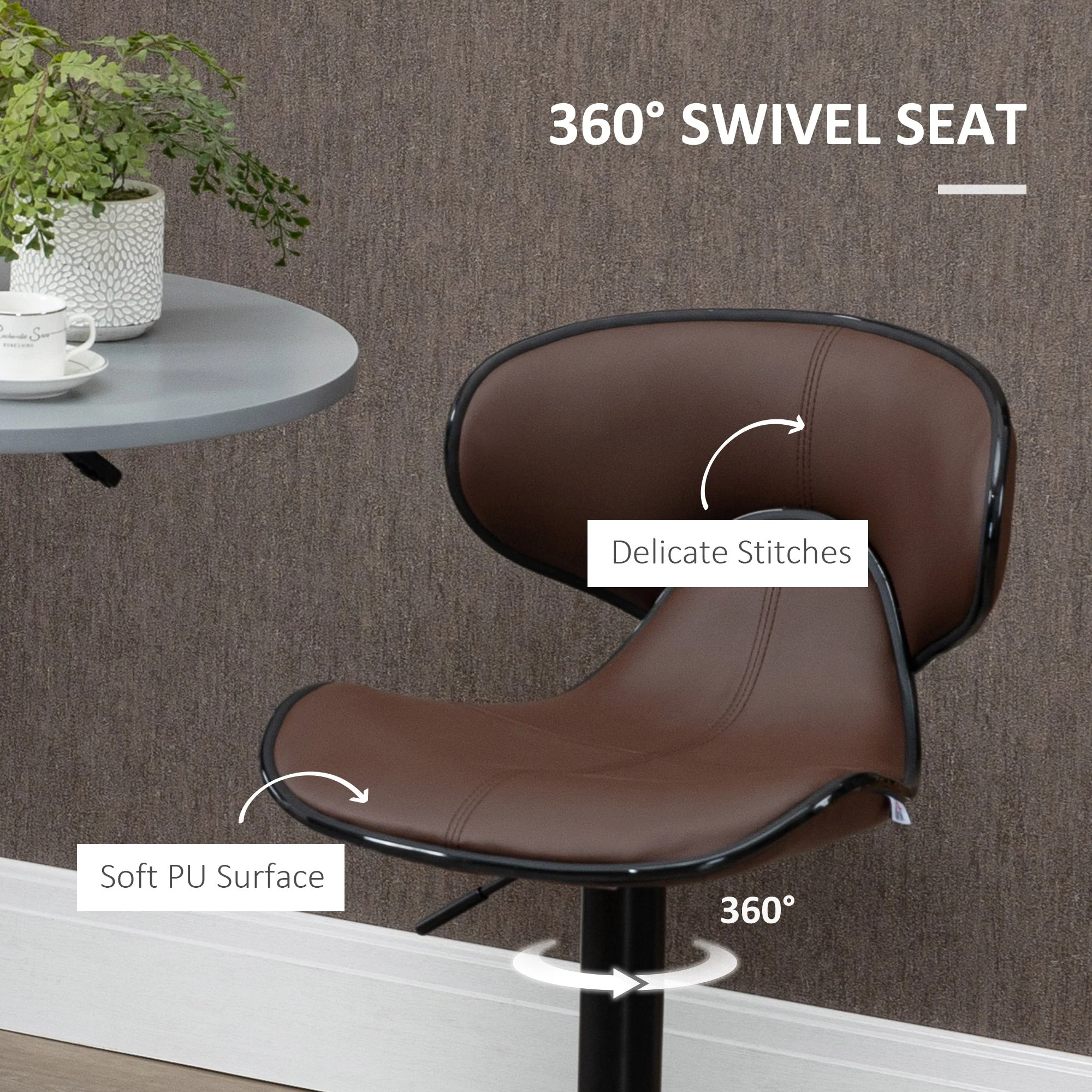 Homcom Adjustable Swivel Bar Stools Set of 2 - Image 6