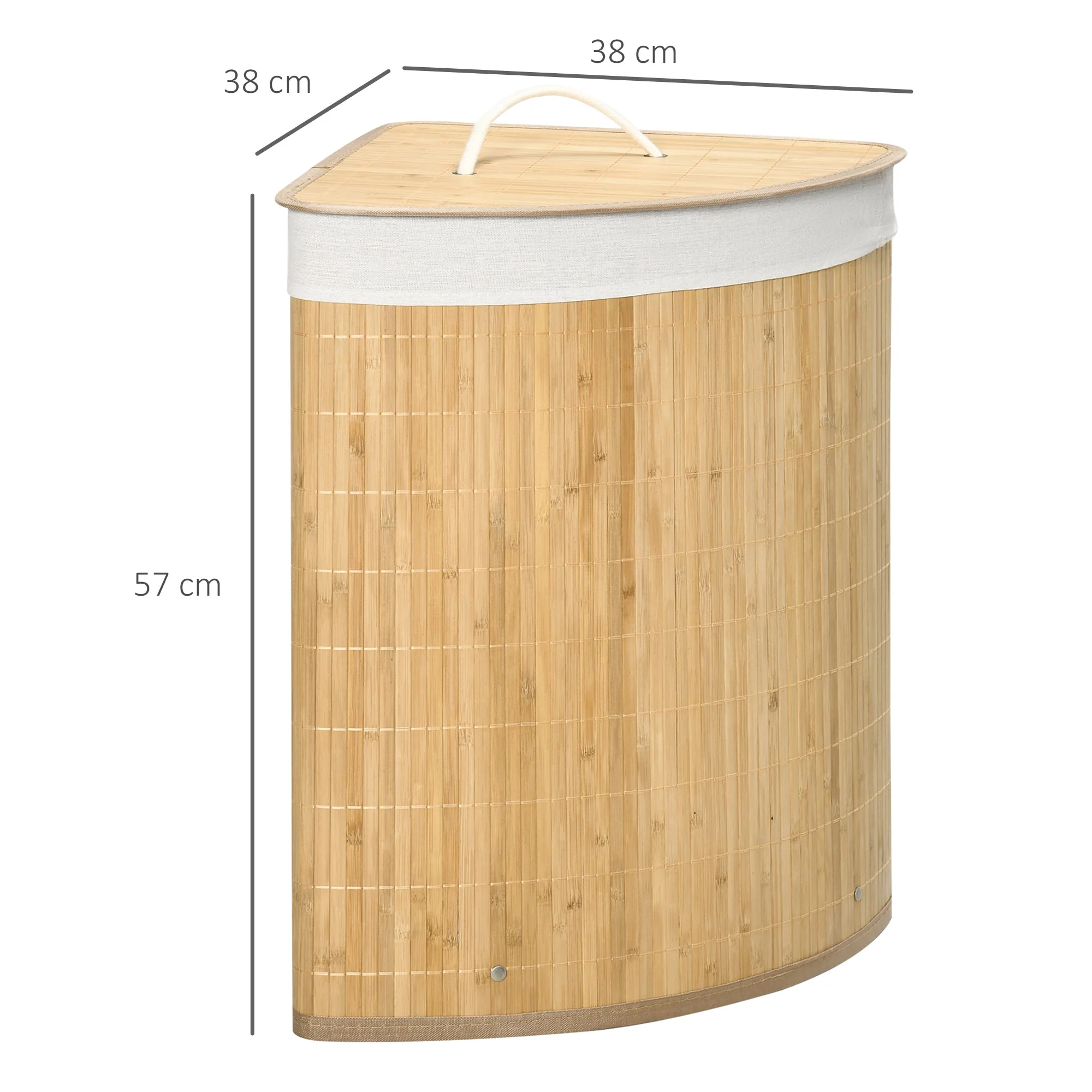 Homcom Bamboo Laundry Basket With Lid - Image 3