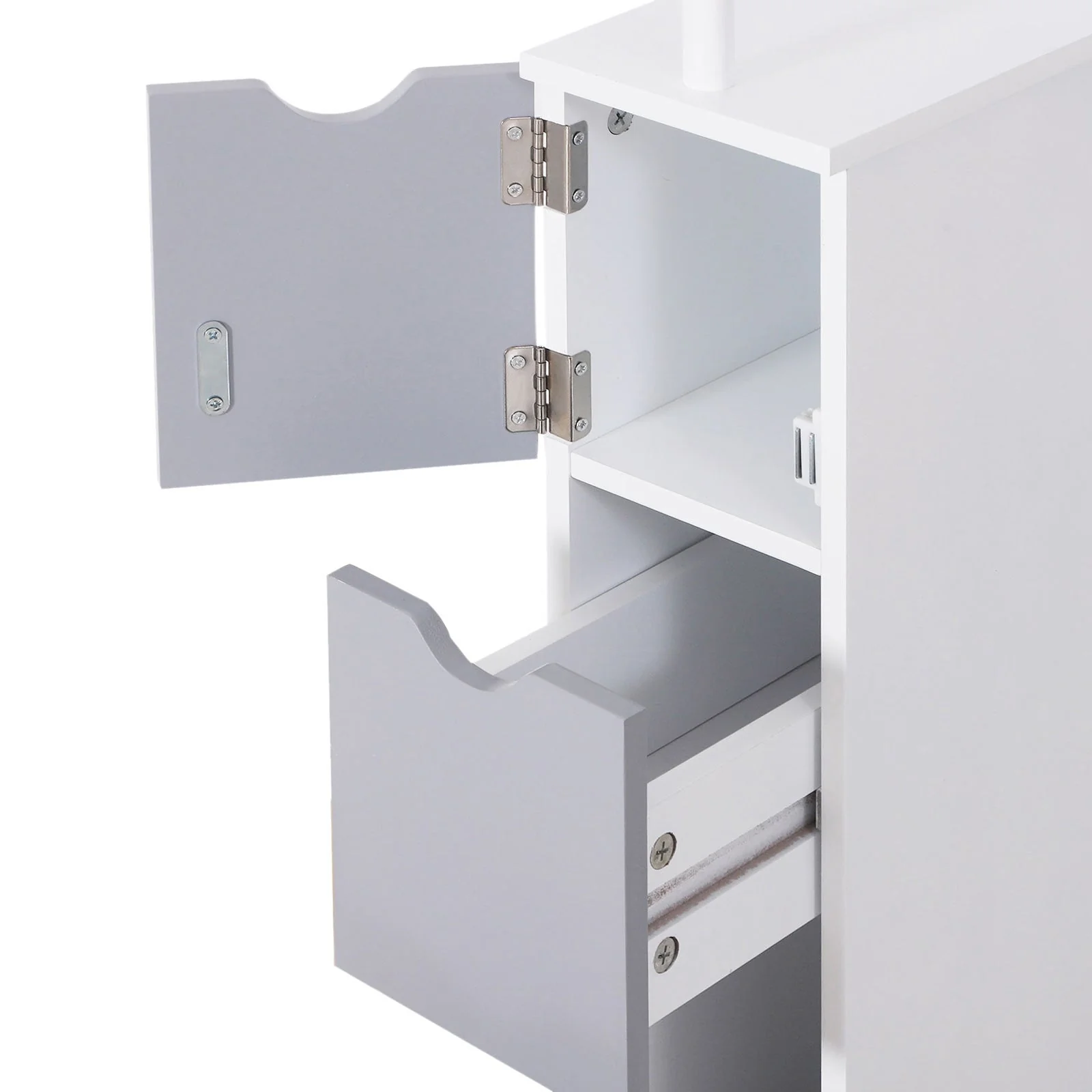 Homcom Bathroom Cabinet Tall Shelf Toilet Tissue Cupboard Withdrawers - Image 7