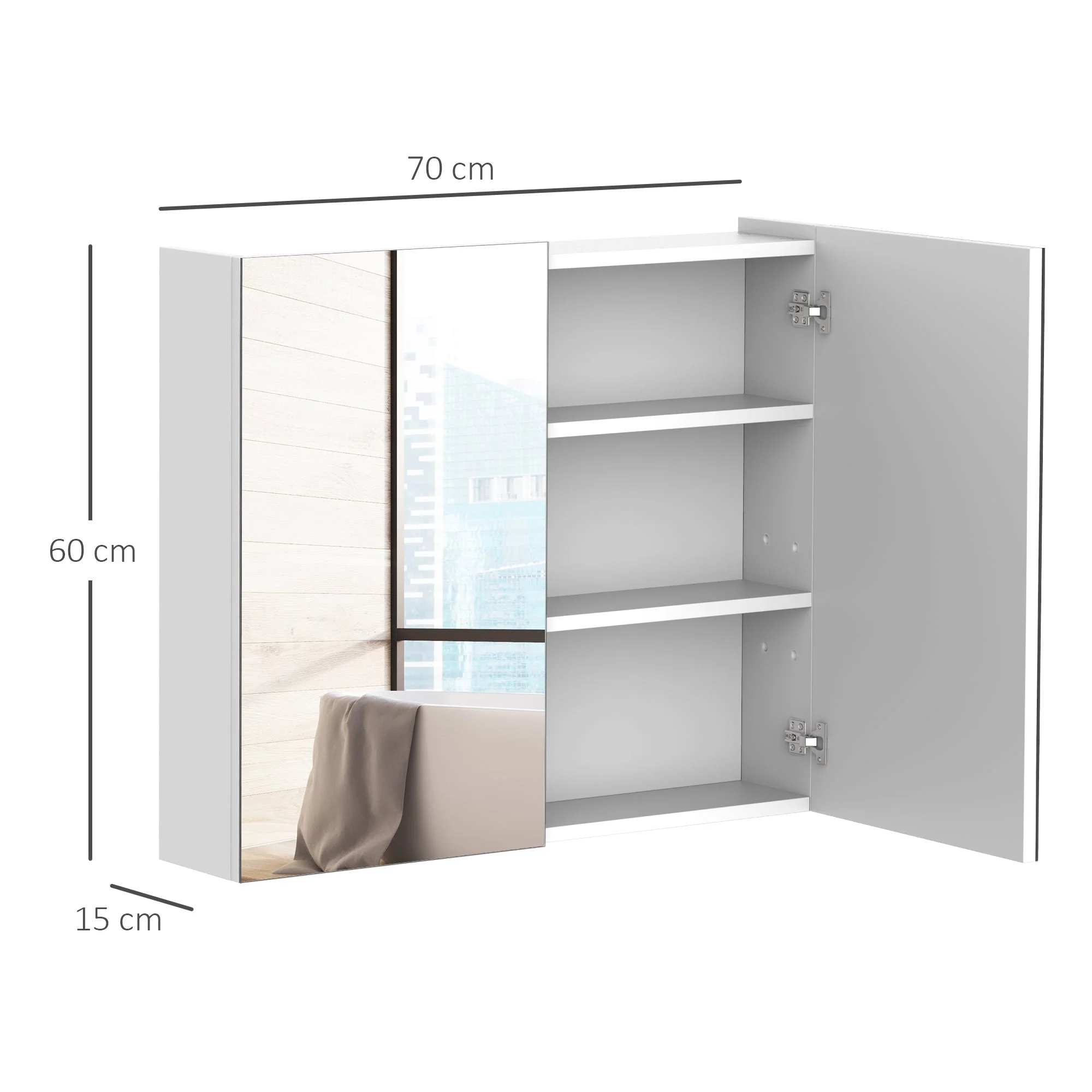 Homcom Bathroom Wall Cabinet - Image 3