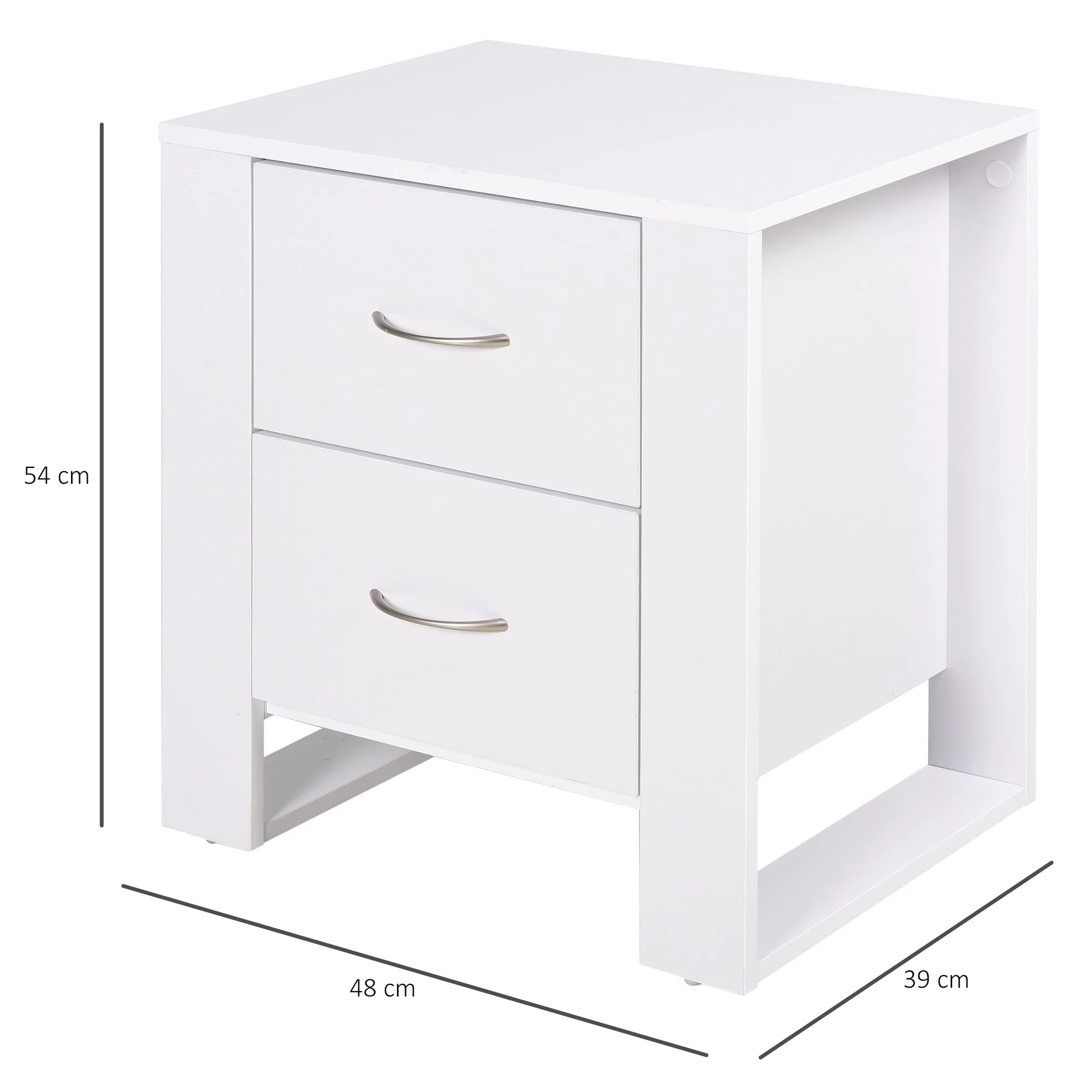 Homcom Bedside Table With 2 Drawers - Image 3