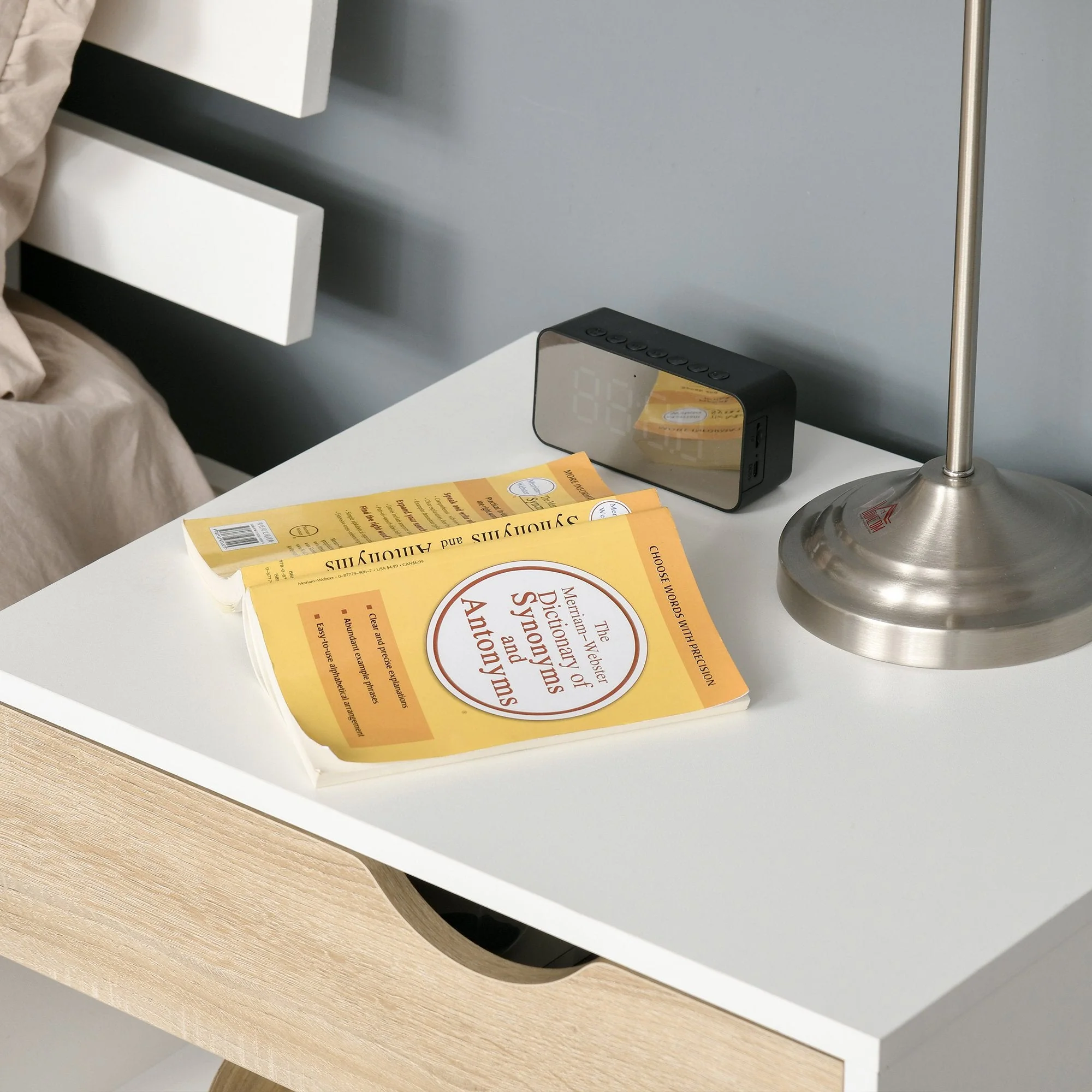 Homcom Bedside Table With Drawer And Shelf Nightstand Storage Chest For Bedroom - Image 8