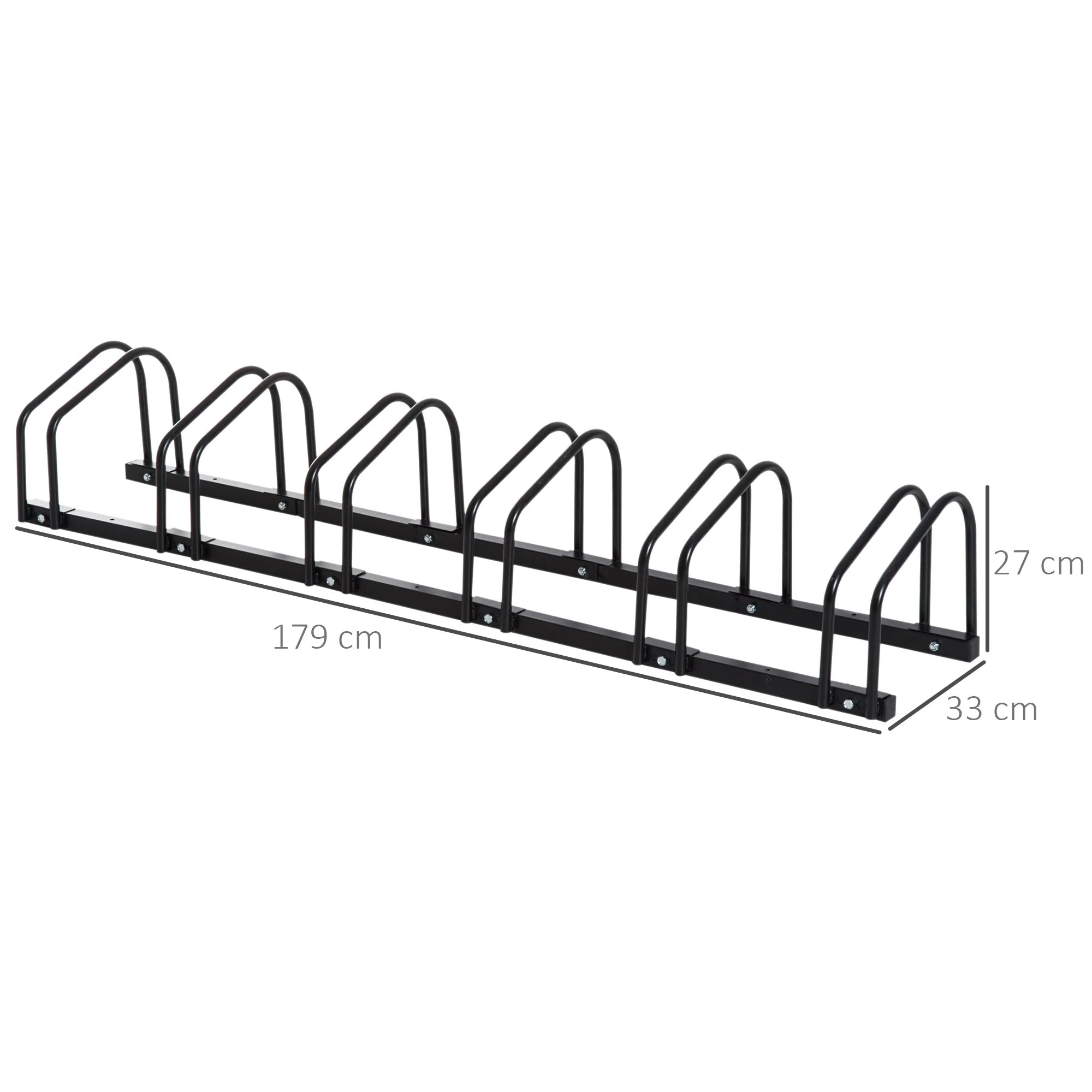 Homcom Bike Stand Parking Rack Floor or Wall Mount Bicycle Cycle Storage Locking Stand 179L x 33W x 27H (6 Racks - Image 3