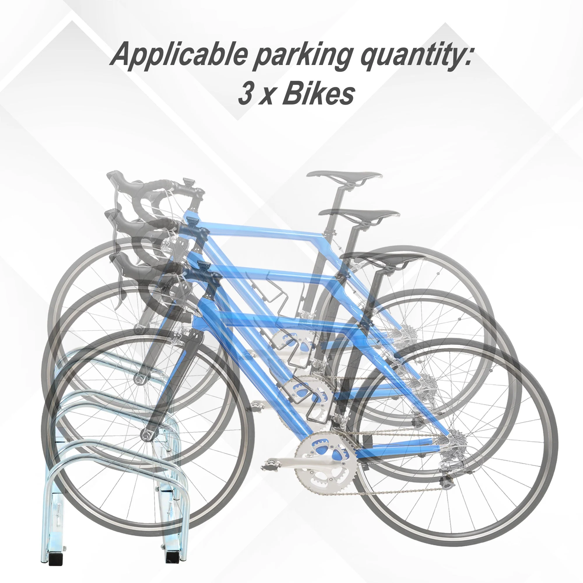 Homcom Bike Stand Parking Rack Floor or Wall Mount Bicycle Cycle Storage Locking Stand 76L x 33W x 27H (3 Racks - Image 4