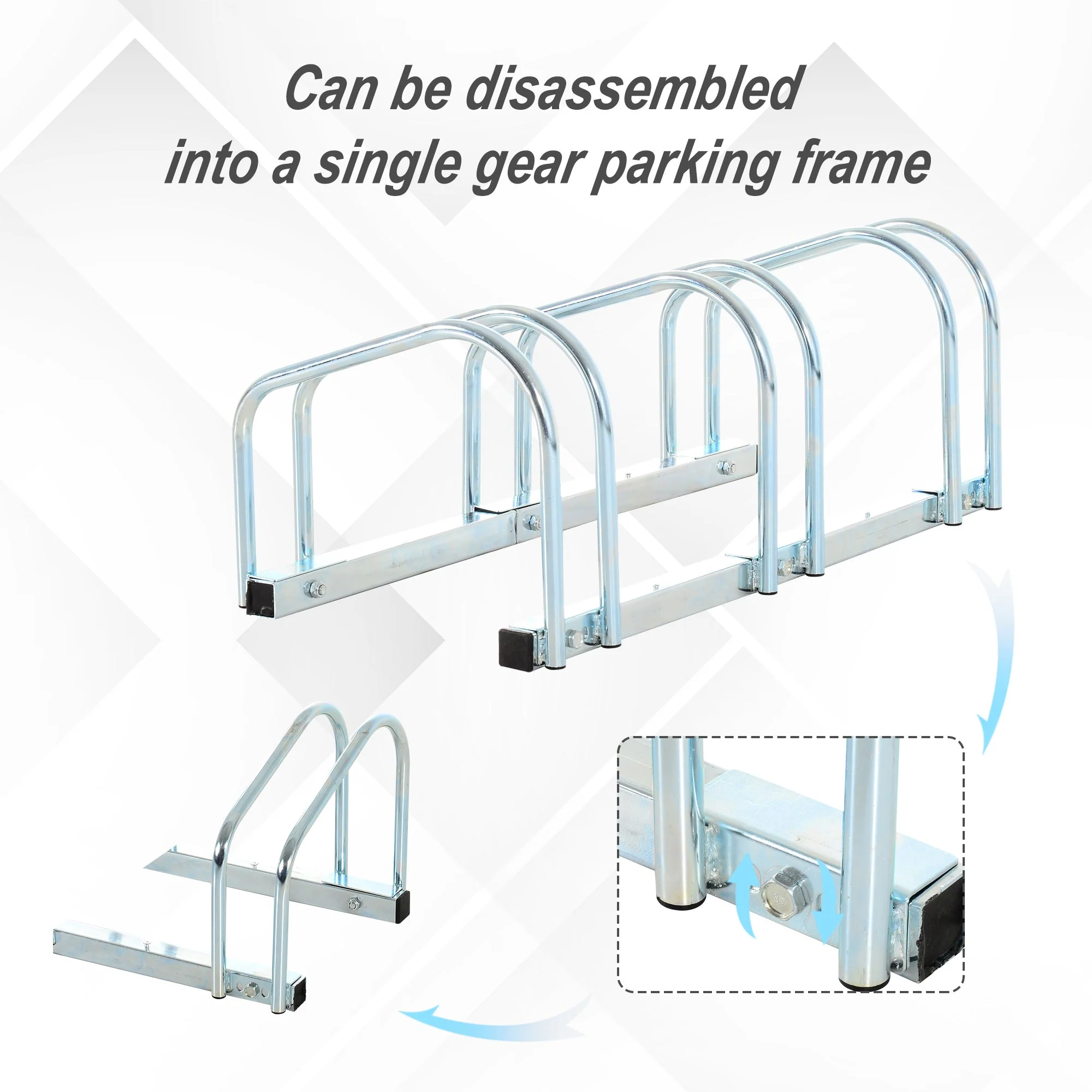 Homcom Bike Stand Parking Rack Floor or Wall Mount Bicycle Cycle Storage Locking Stand 76L x 33W x 27H (3 Racks - Image 5