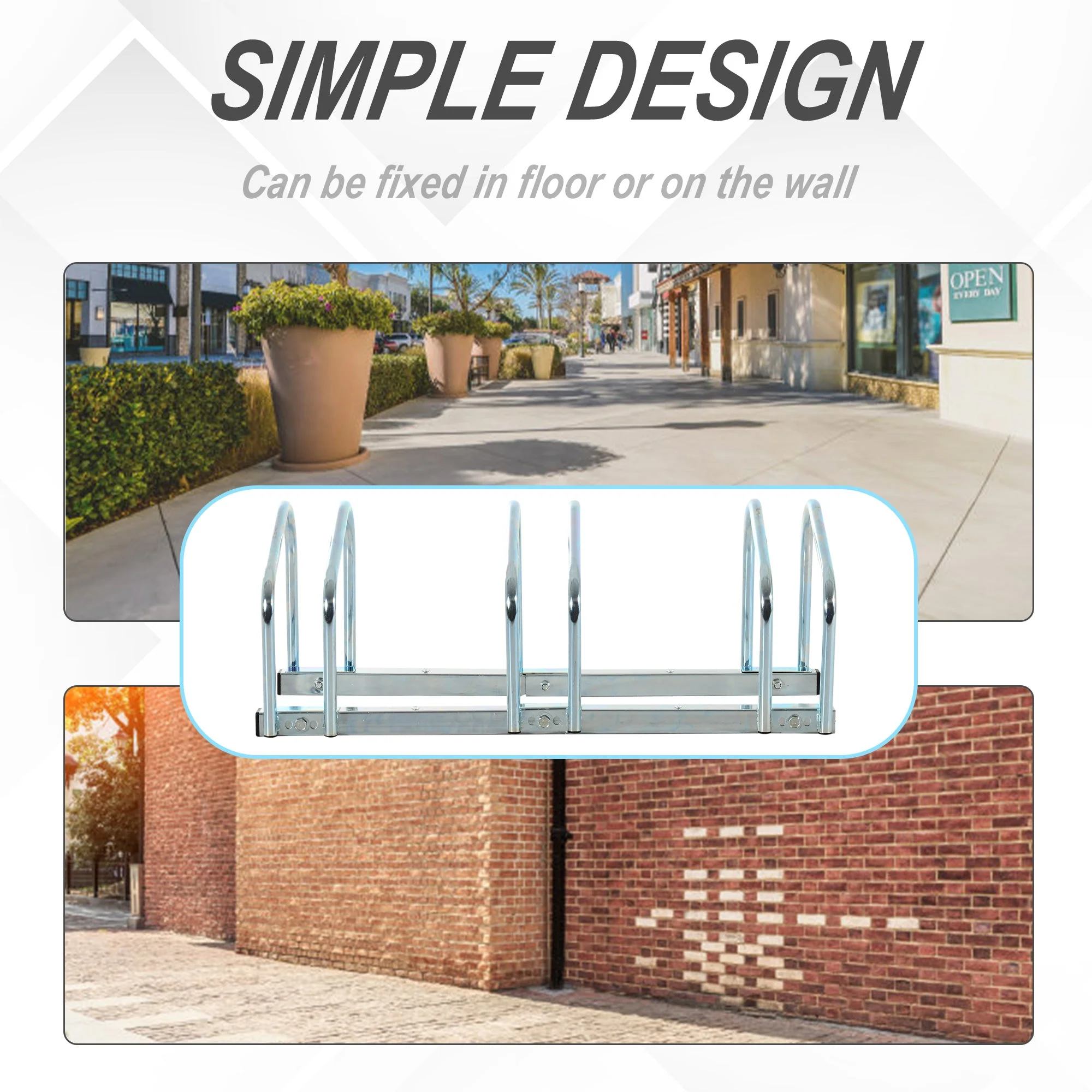 Homcom Bike Stand Parking Rack Floor or Wall Mount Bicycle Cycle Storage Locking Stand 76L x 33W x 27H (3 Racks - Image 6