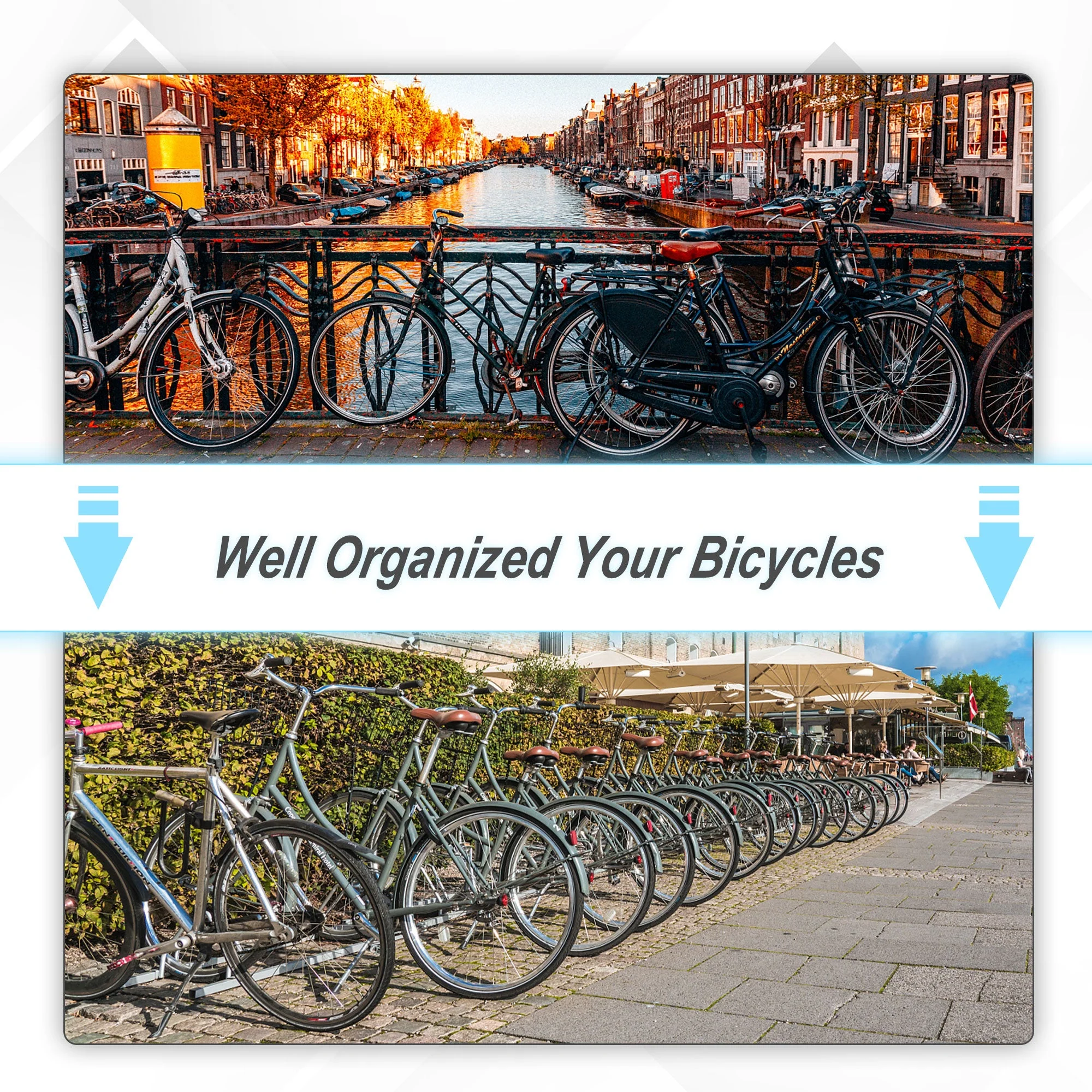 Homcom Bike Stand Parking Rack Floor or Wall Mount Bicycle Cycle Storage Locking Stand 76L x 33W x 27H (3 Racks - Image 7