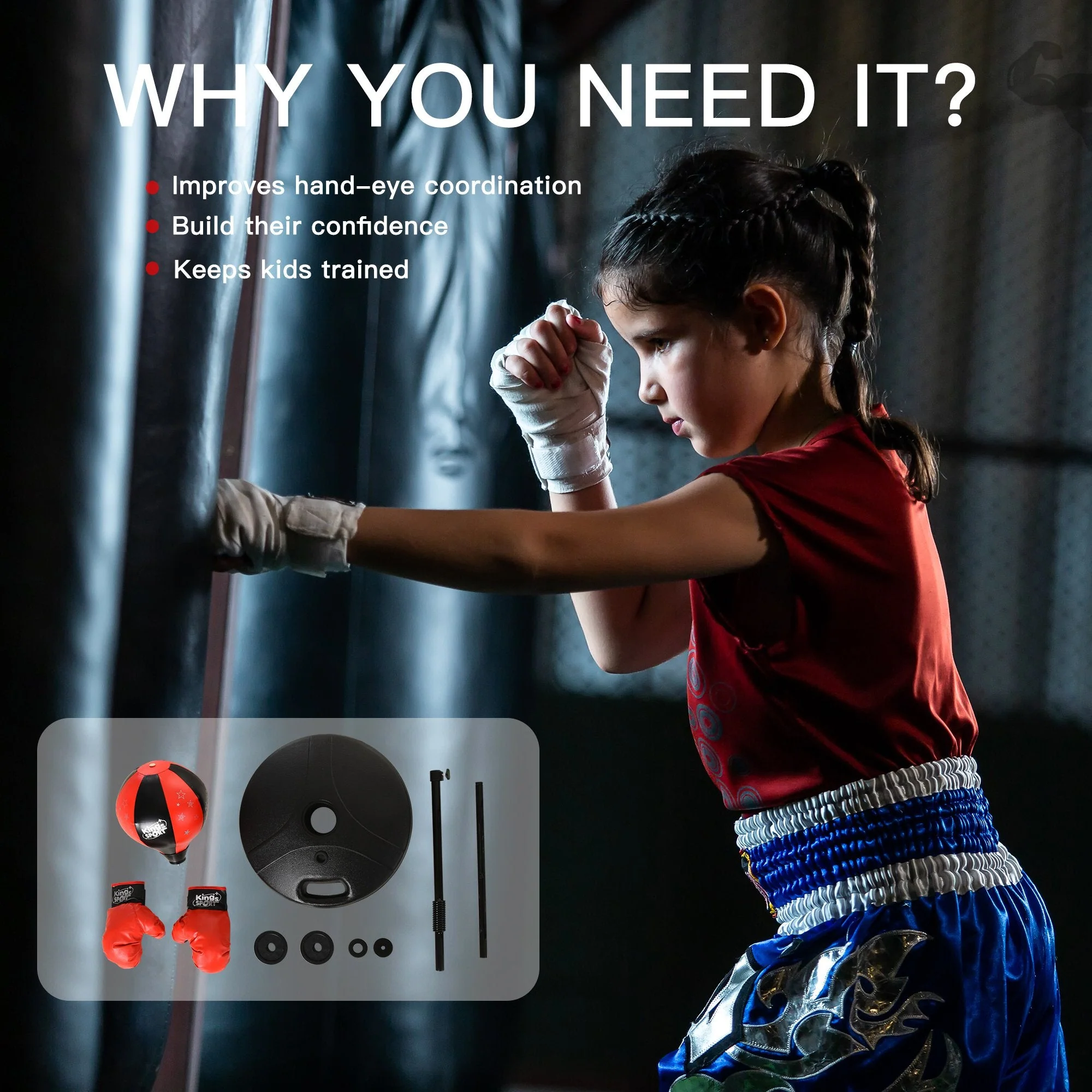 Homcom Boxing Punch Ball Set 360 Degree Rebound Spring For Kids Height Adjustable ?38x78-120cm - Image 7