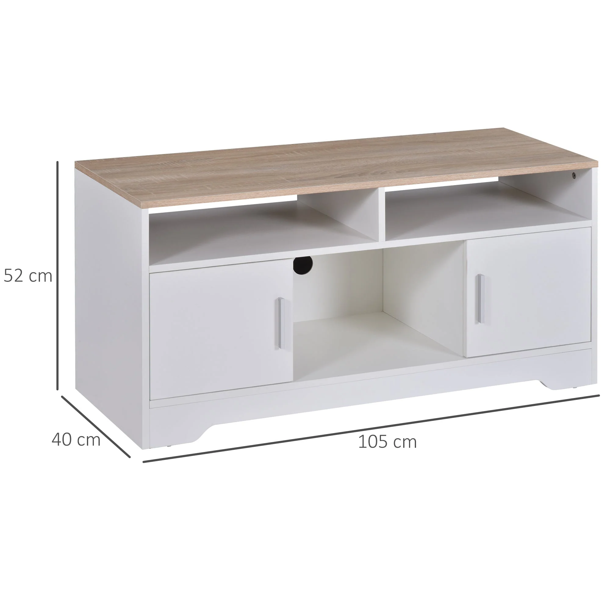Homcom Boxy Tv Stand With Wood-Effect Table Top - Image 3