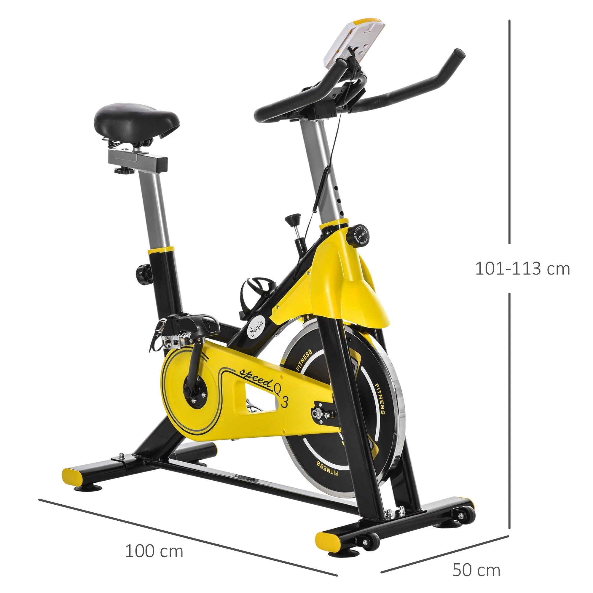 Homcom Cardio Exercise Bike with Belt Drive Adjustable Resistance Seat Handlebar LCD Display - Image 3