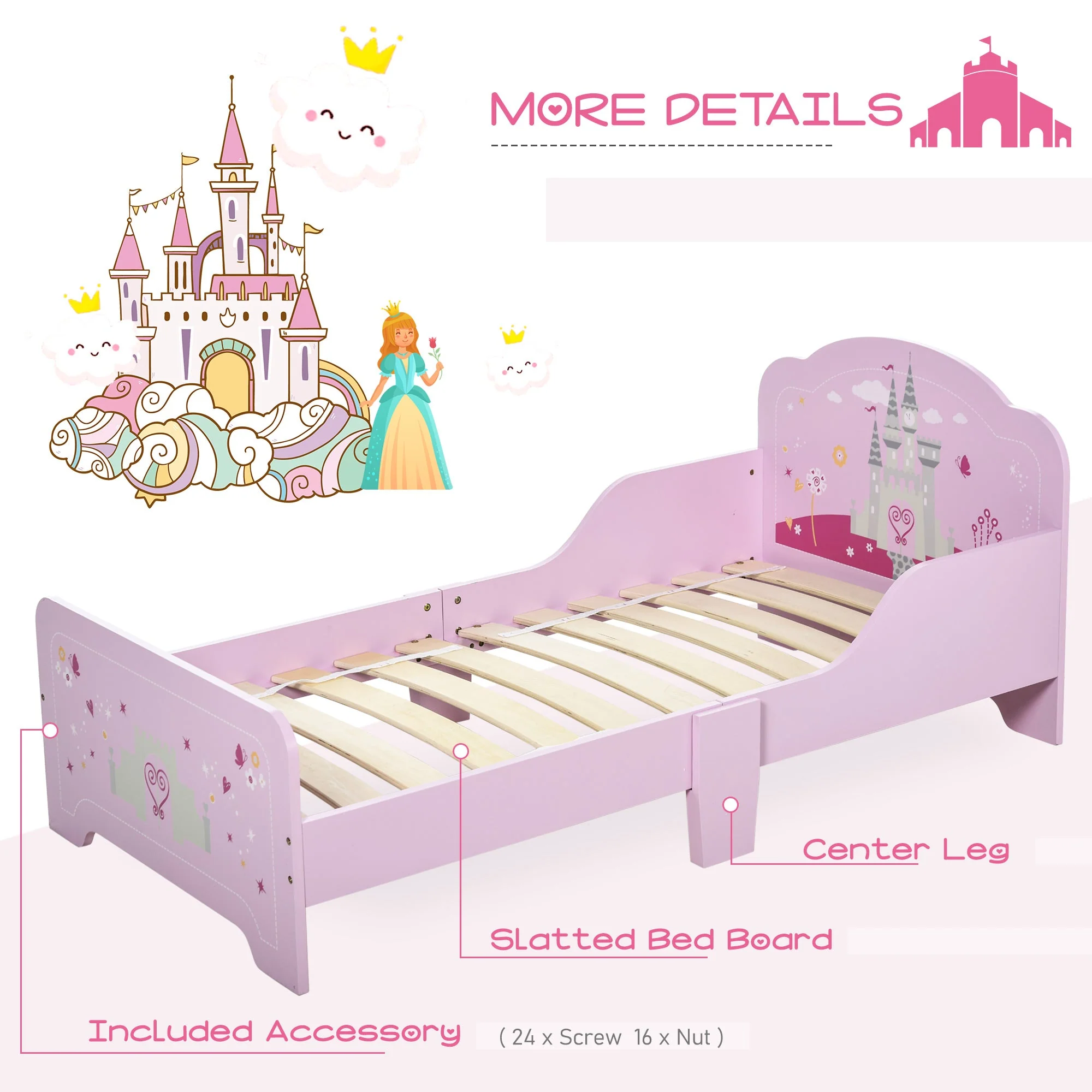 Homcom Castle-Designed Kids Single Bed - Image 3
