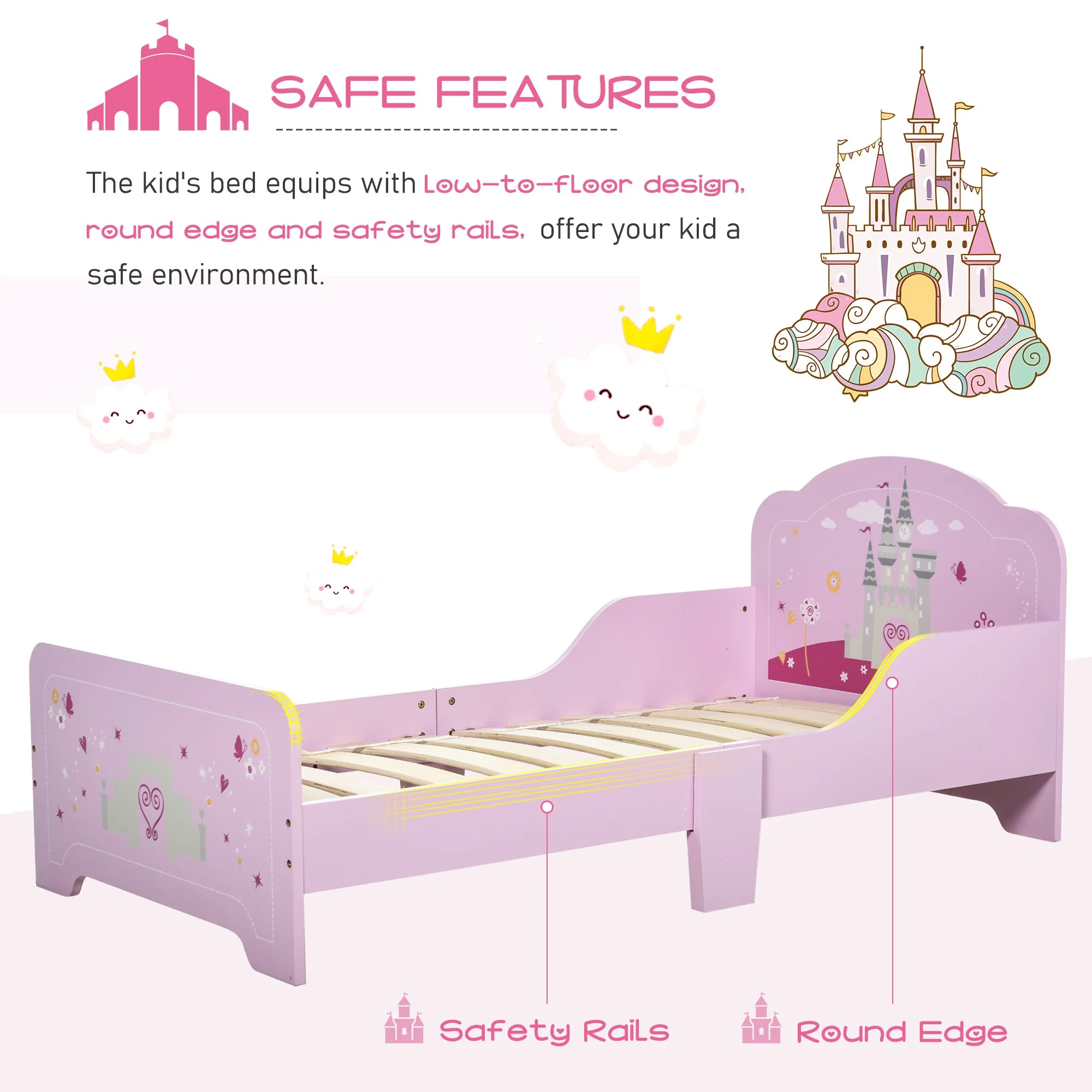 Homcom Castle-Designed Kids Single Bed - Image 4