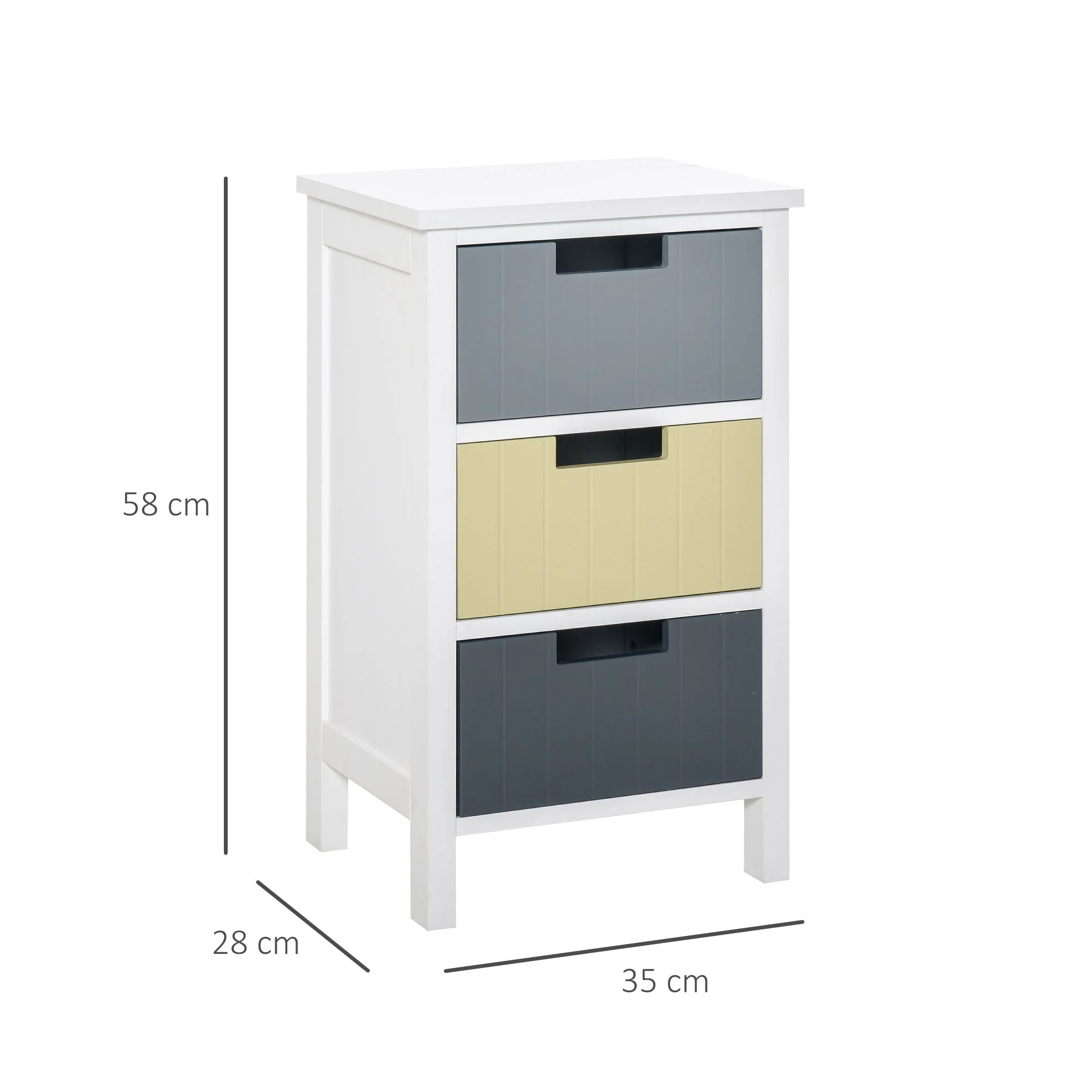 Homcom Chest of Drawers Storage Side Cabinet w/ 3 Detachable Drawers Home Furniture - Image 2